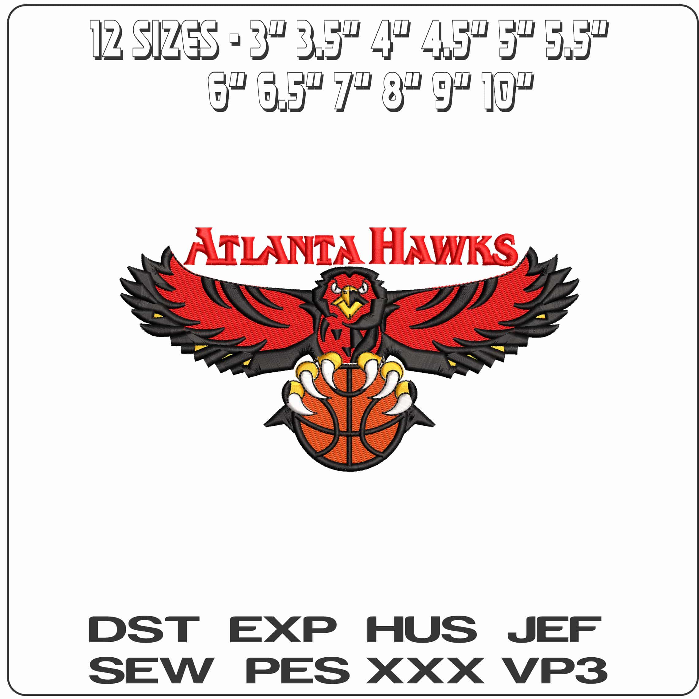 Atlanta Hawks - Elegant embroidery design file - instant download — view 2