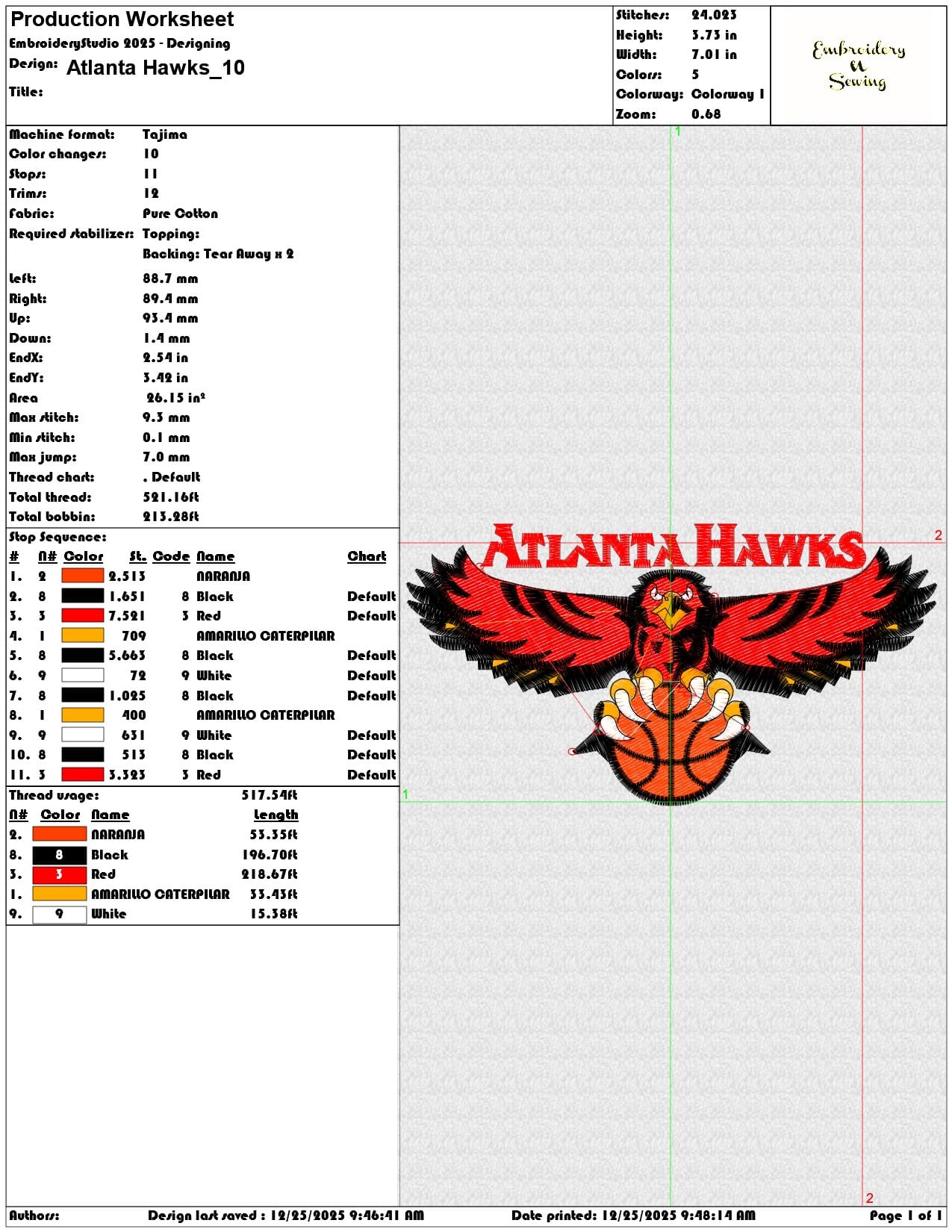 Atlanta Hawks - Elegant embroidery design file - instant download — view 3