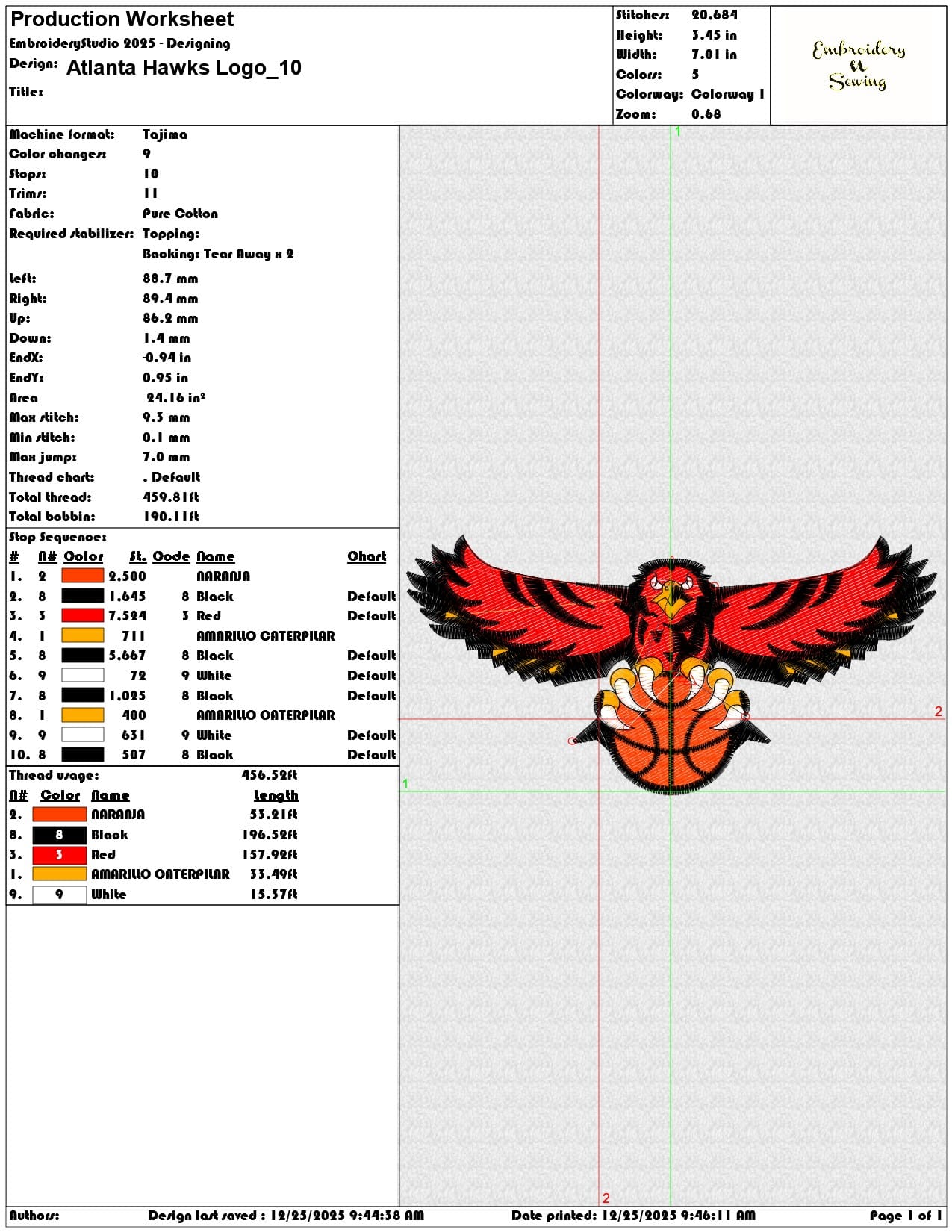 Atlanta Hawks Logo - Elegant embroidery design file - instant download — view 3