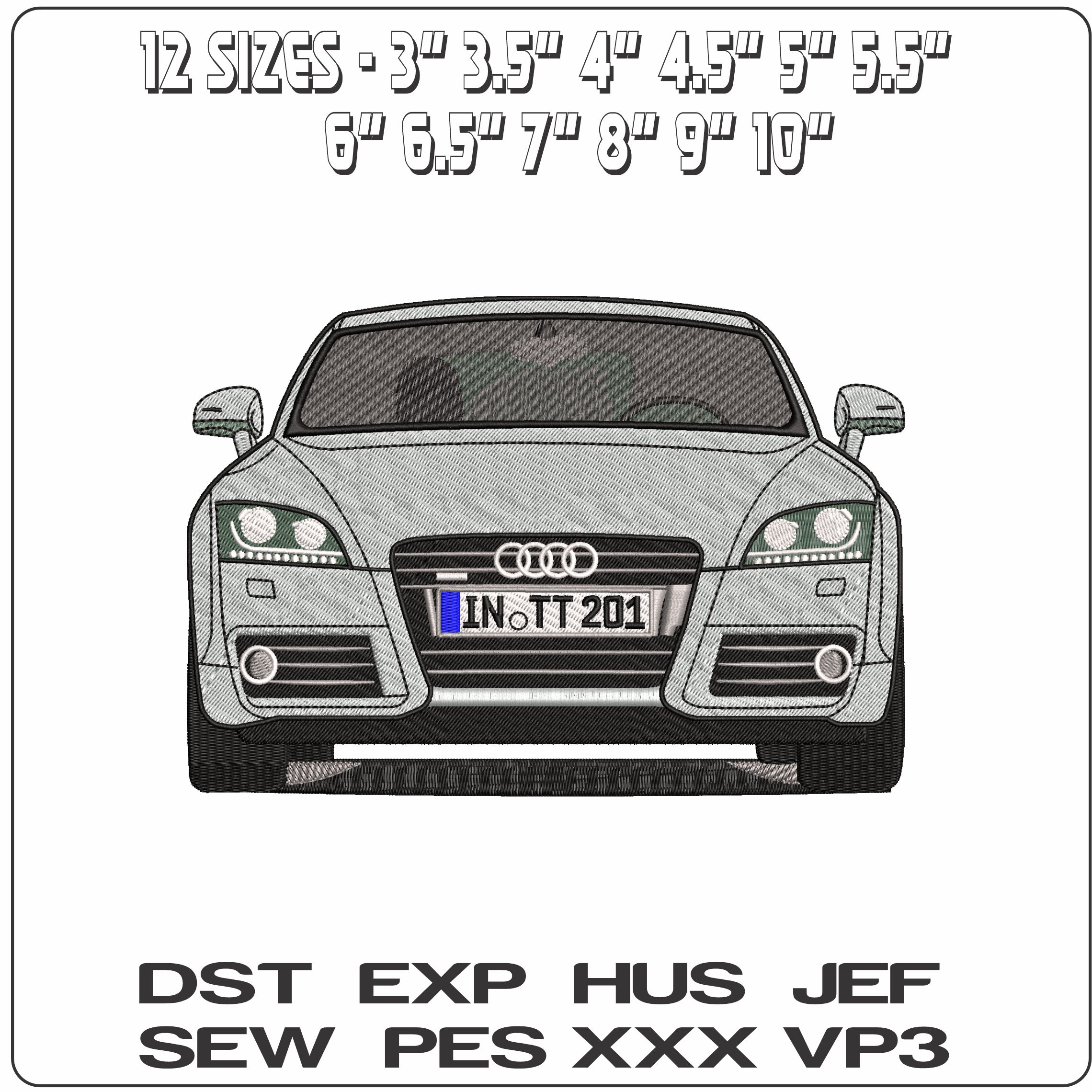 Audi A5 Front on - Elegant embroidery design file - instant download — view 2
