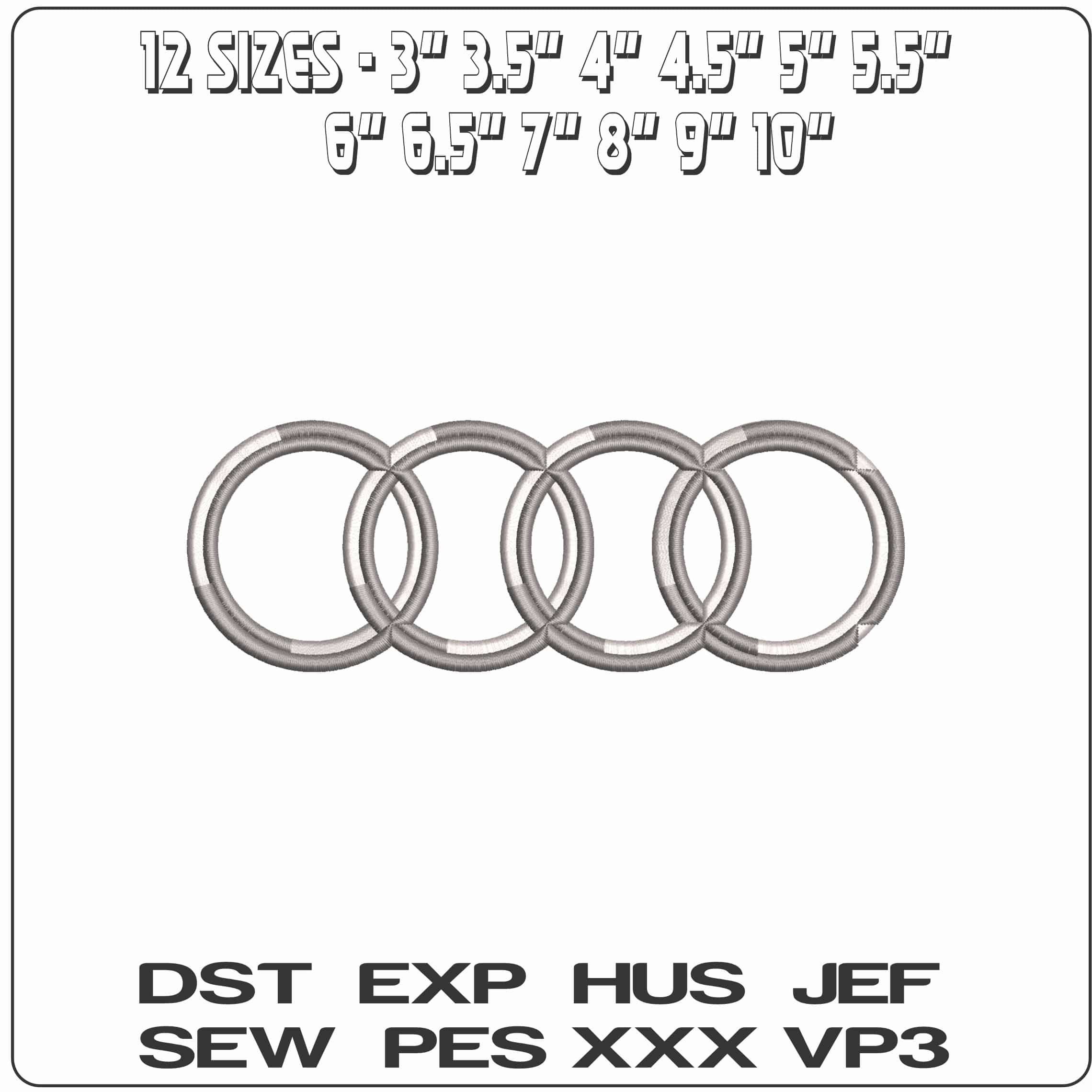 Audi Logo - Elegant embroidery design file - instant download — view 2