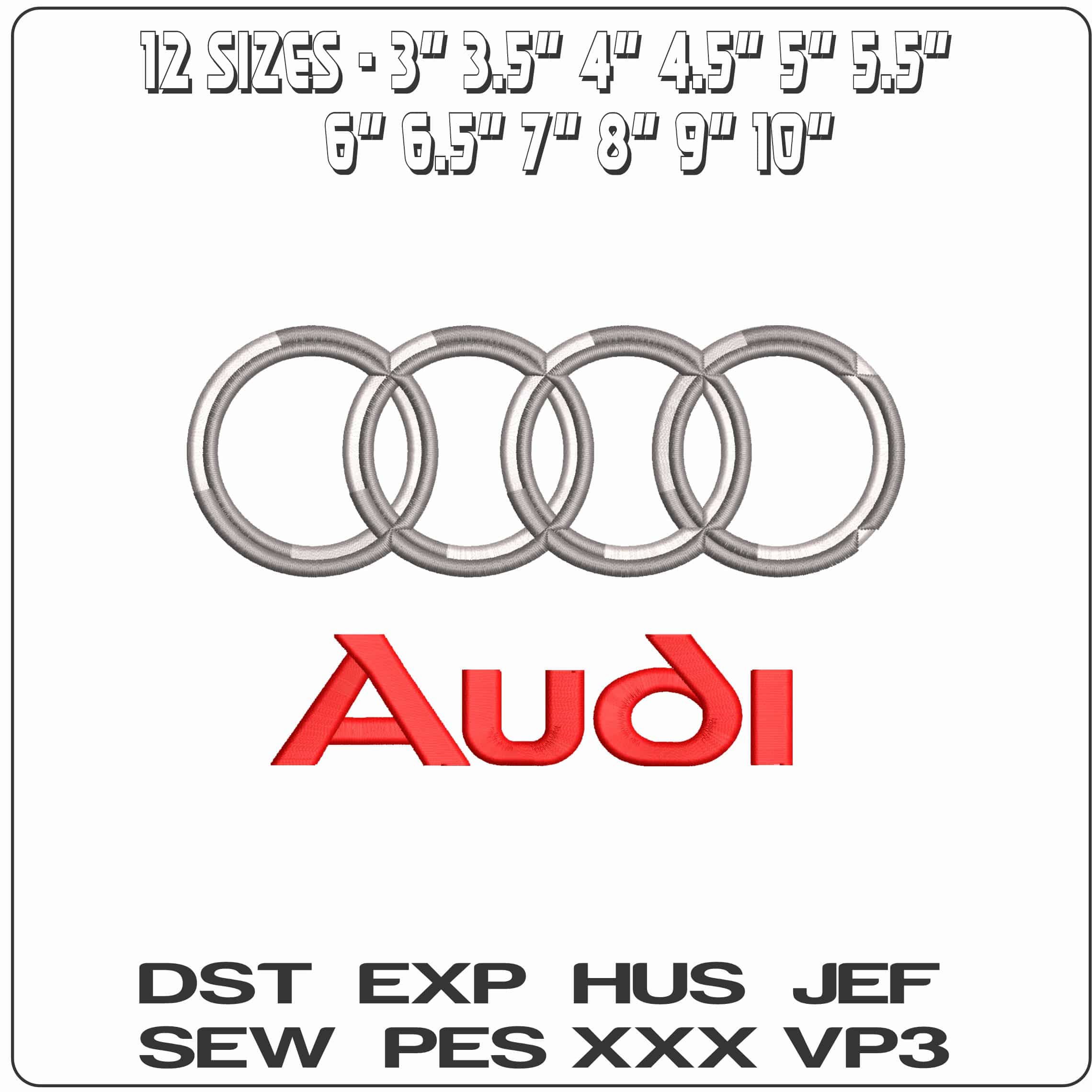 Audi Logo with Name - Elegant embroidery design file - instant download — view 2
