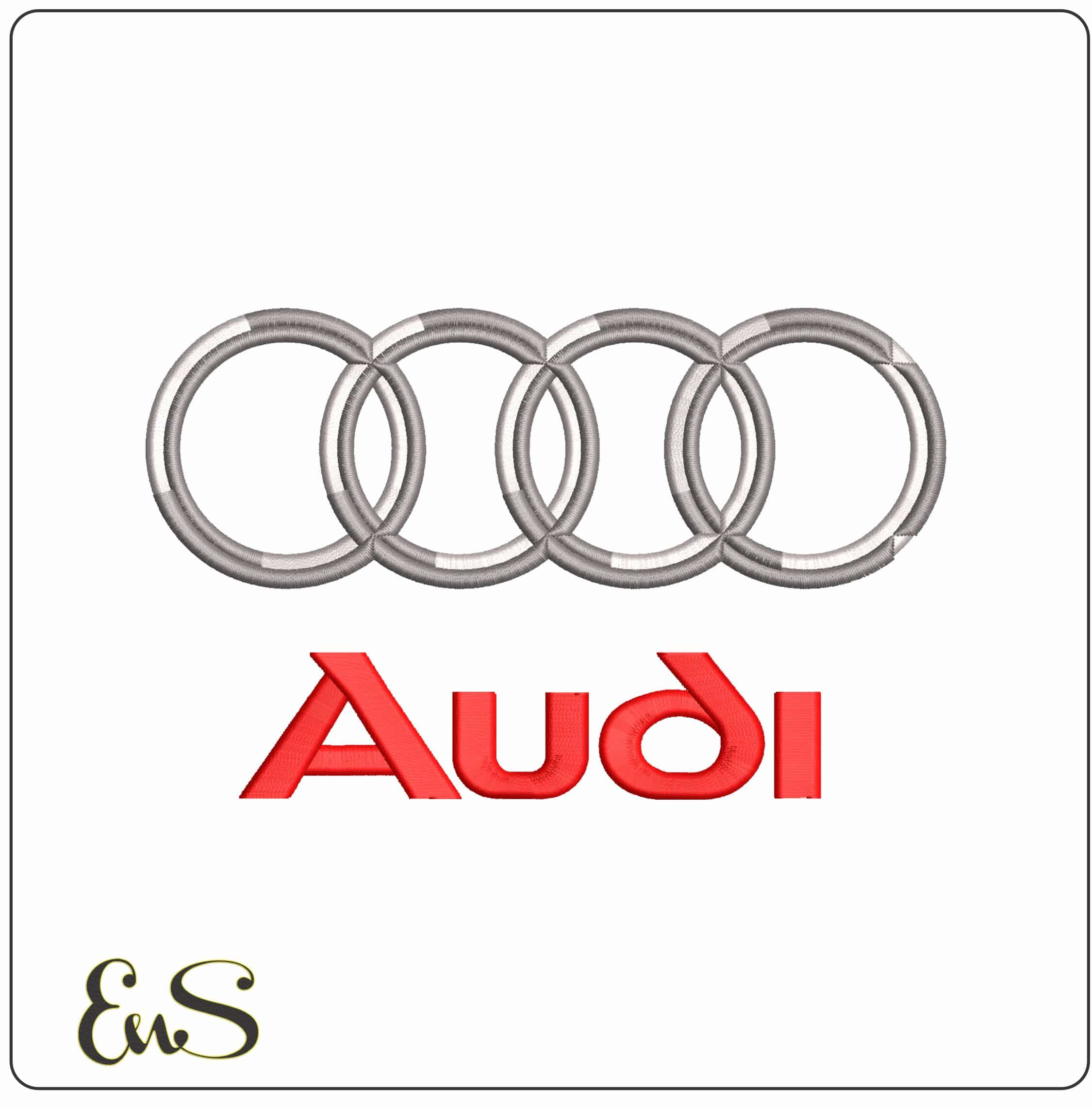 Audi Logo with Name - Elegant embroidery design file - instant download