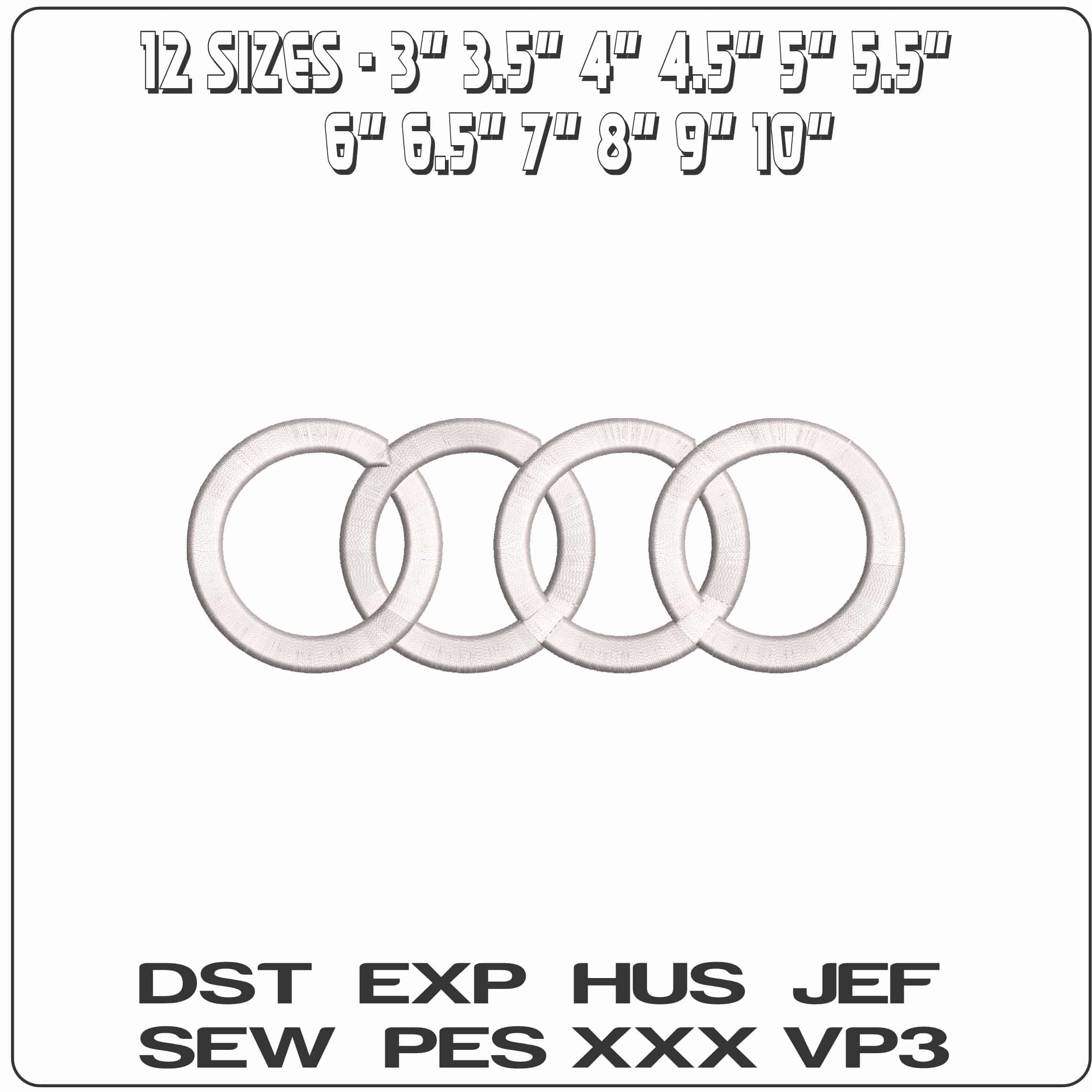 Audi Rings - Elegant embroidery design file - instant download — view 2