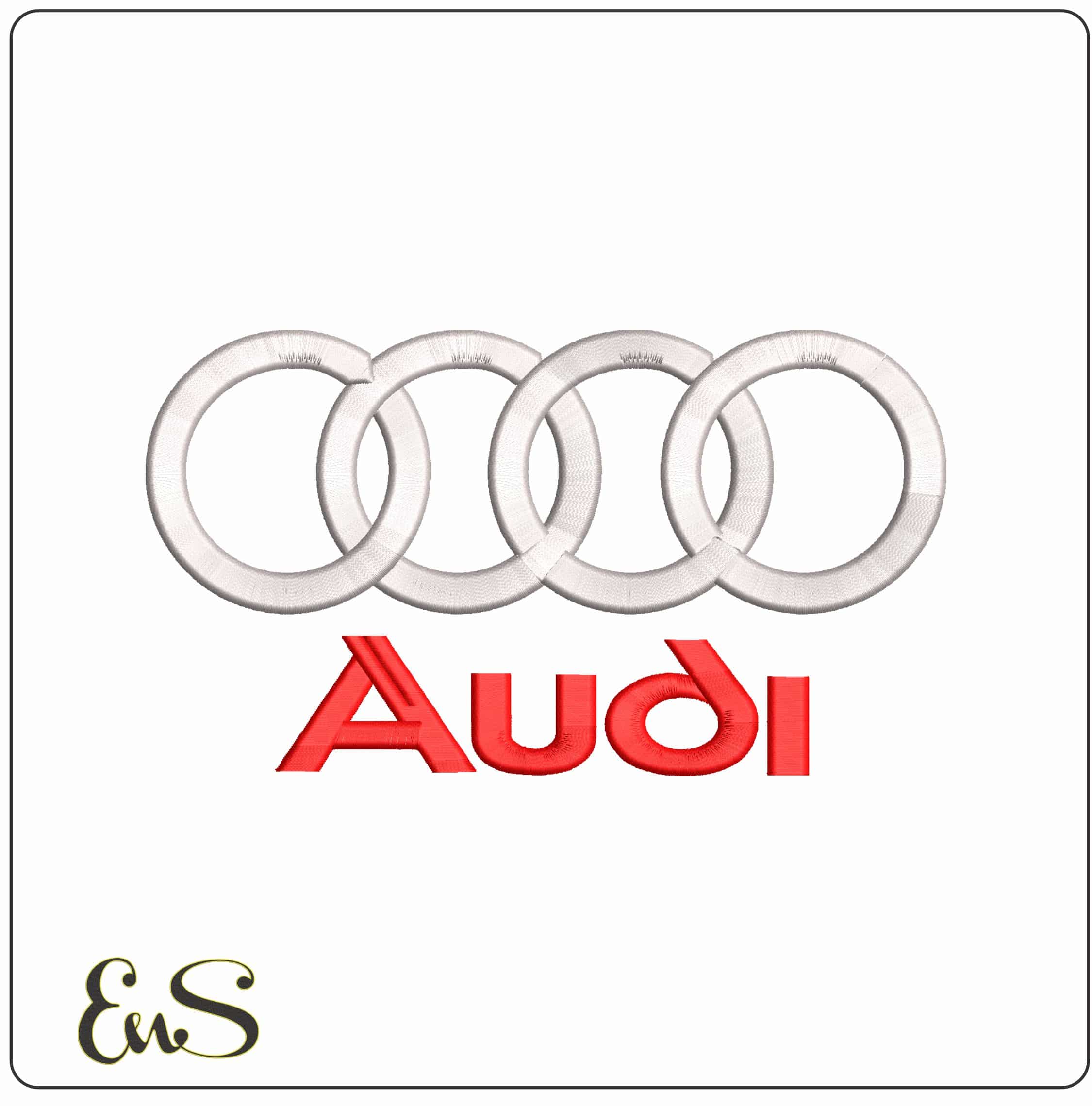 Audi Rings with Name - Elegant embroidery design file - instant download