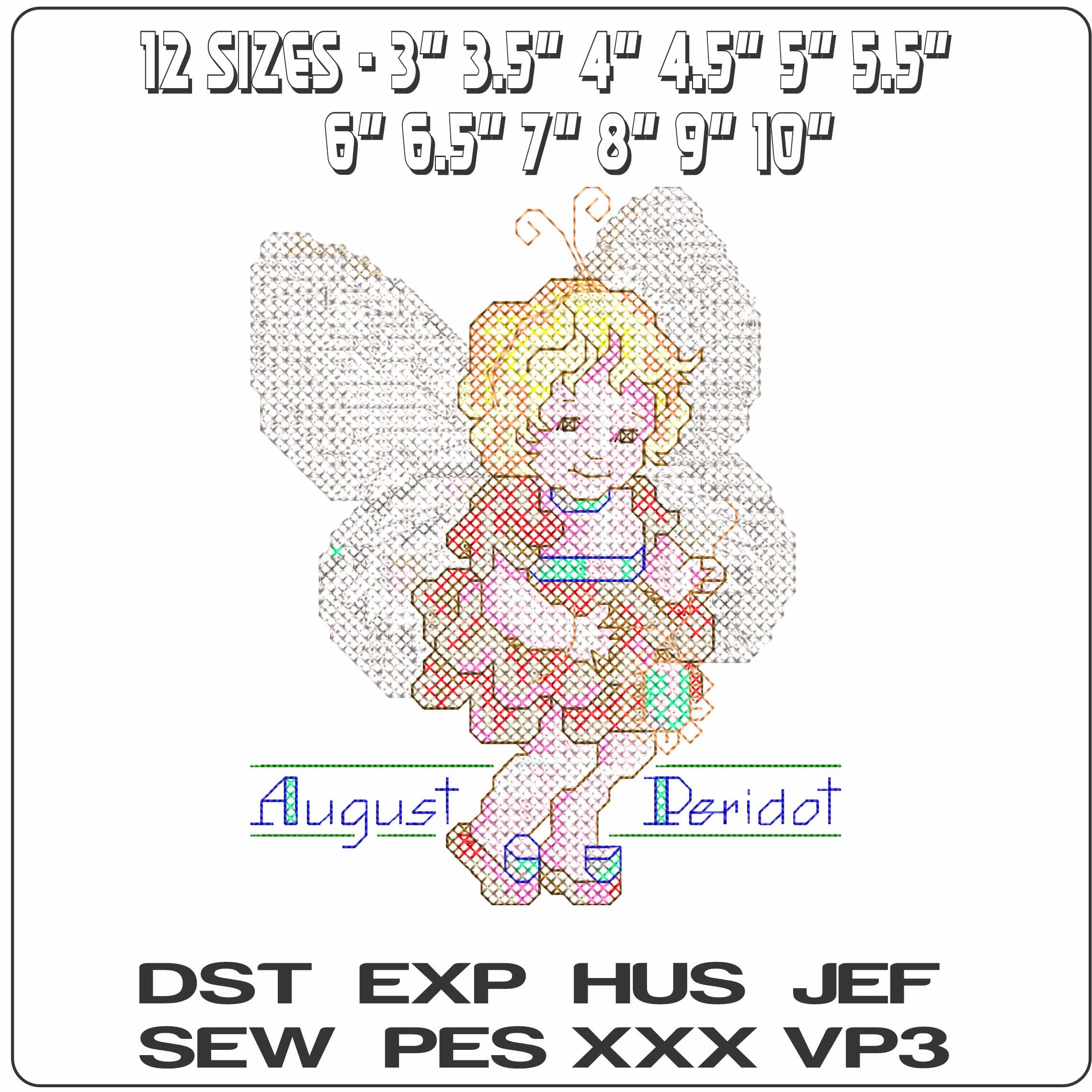 August Peridot 16 - Elegant embroidery design file - instant download — view 2