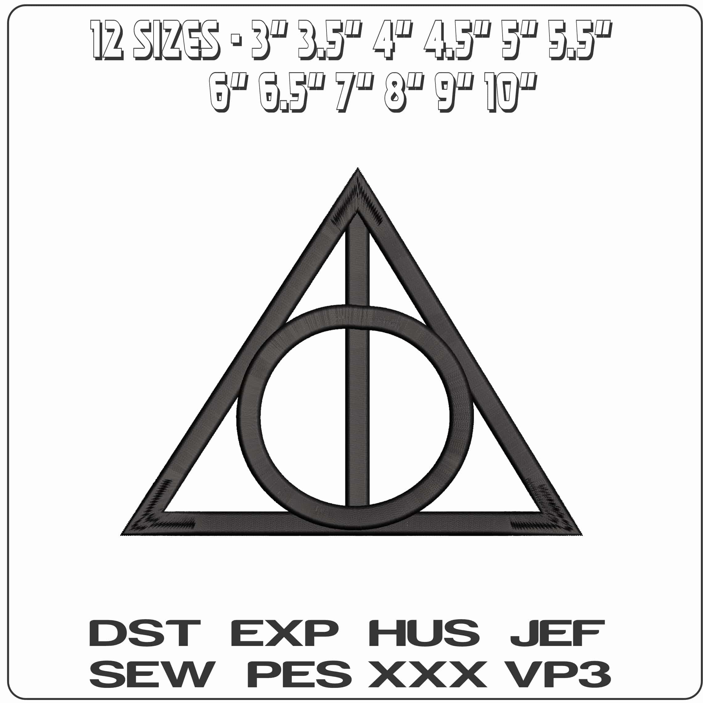 Basic Deathly Hallows - Elegant embroidery design file - instant download — view 2