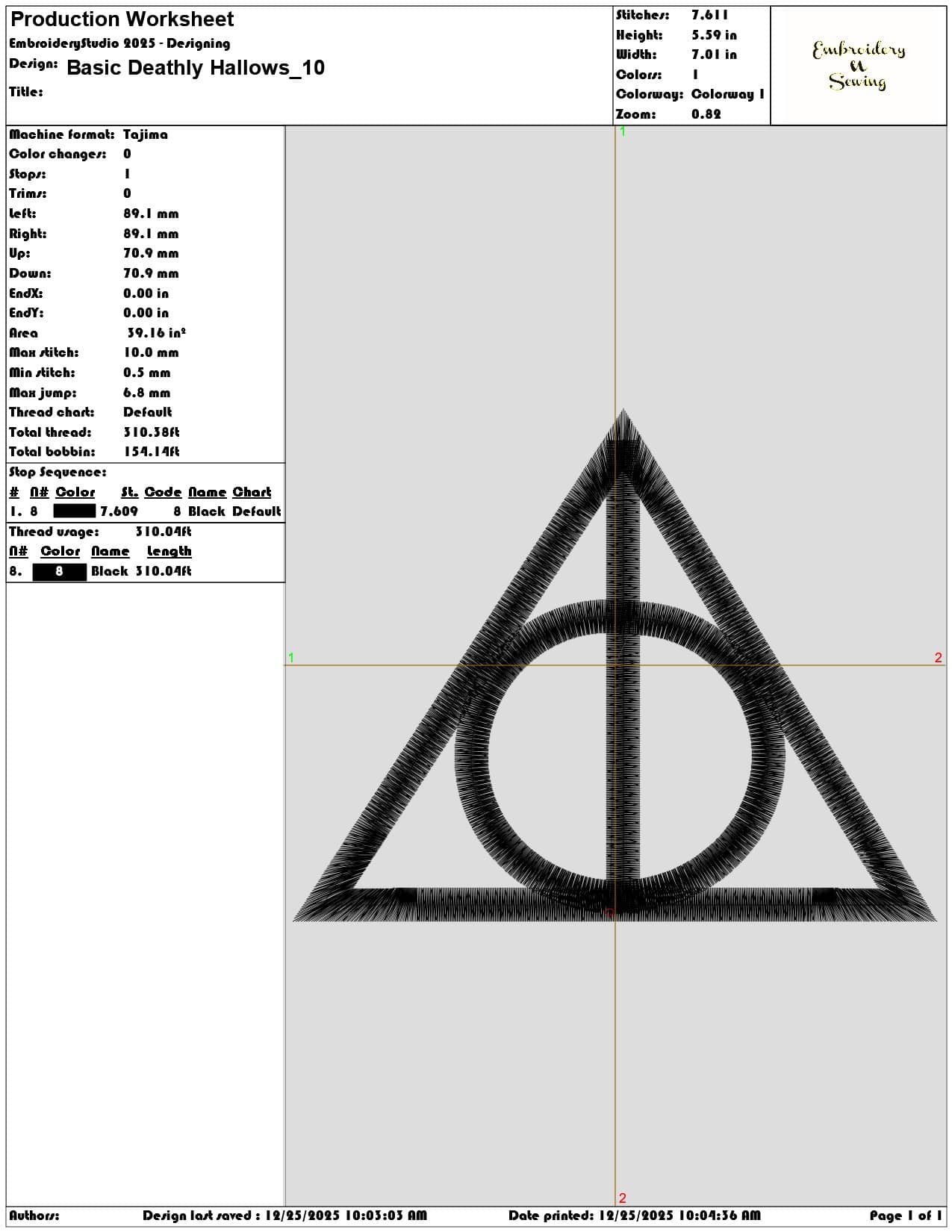 Basic Deathly Hallows - Elegant embroidery design file - instant download — view 3