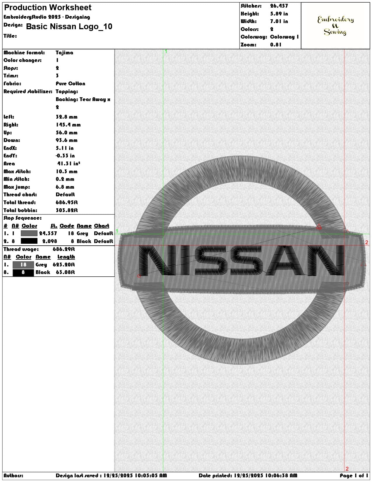 Basic Nissan Logo - Elegant embroidery design file - instant download — view 3