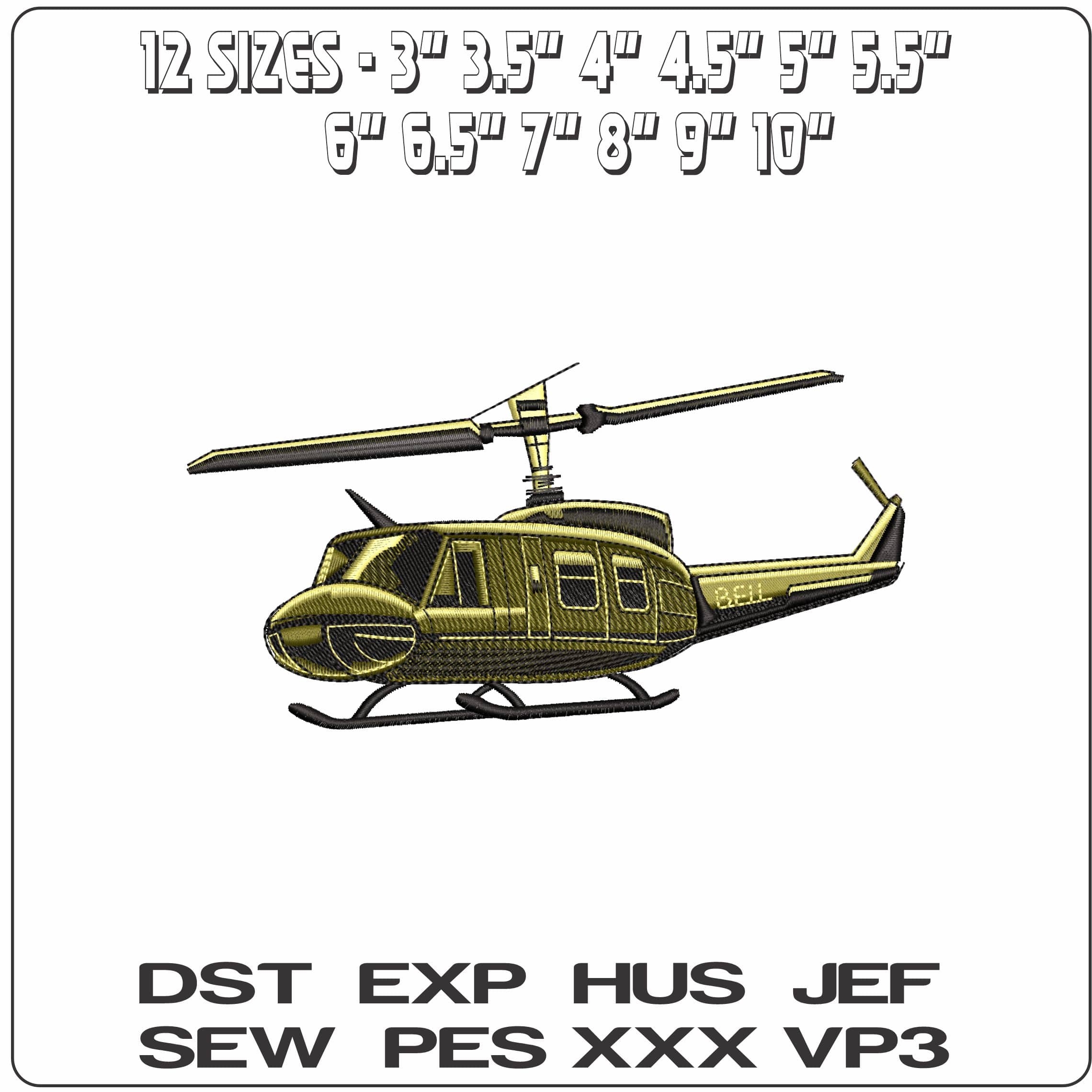 Bell Helicopter - Elegant embroidery design file - instant download — view 2