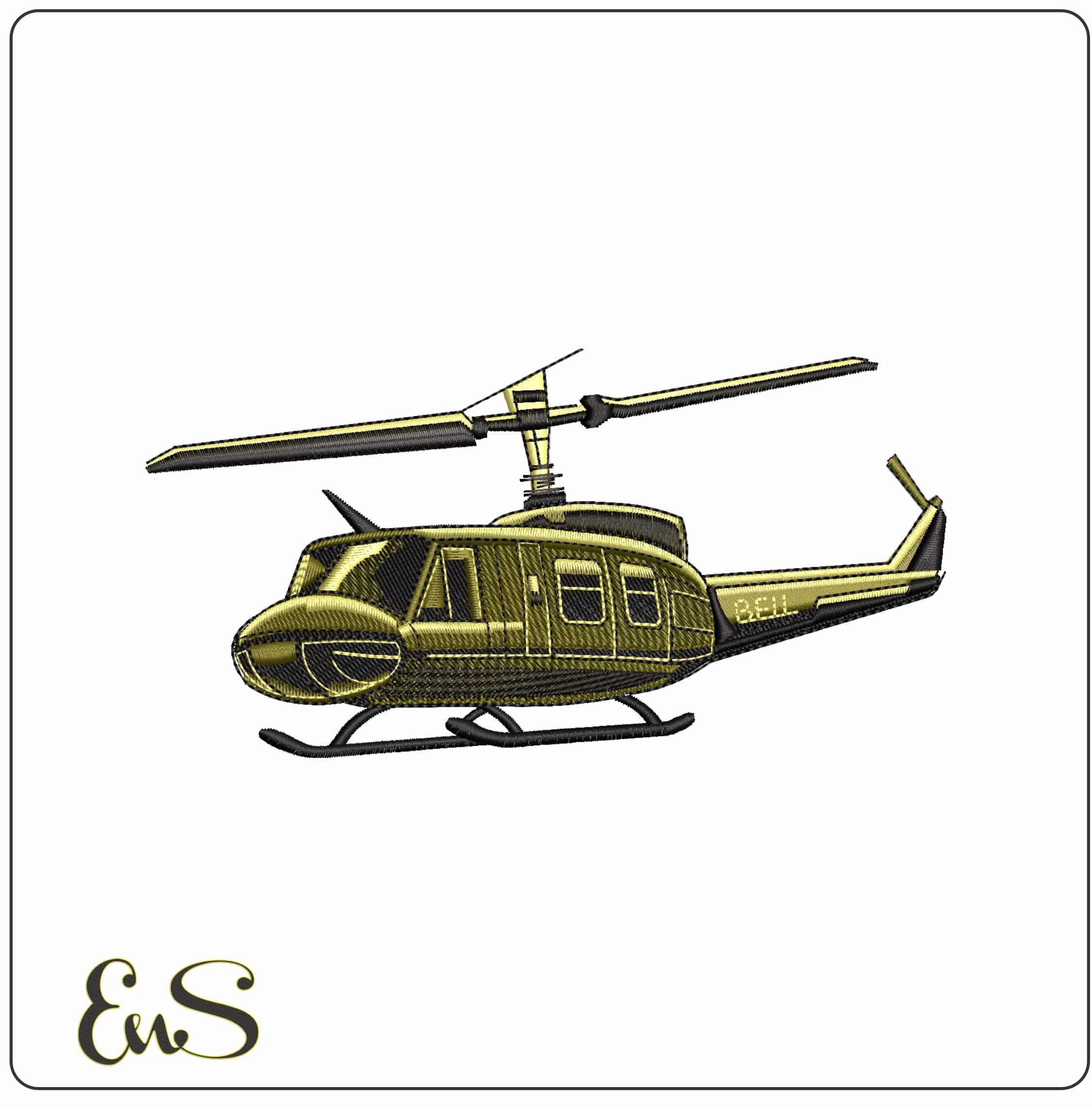 Bell Helicopter - Elegant embroidery design file - instant download