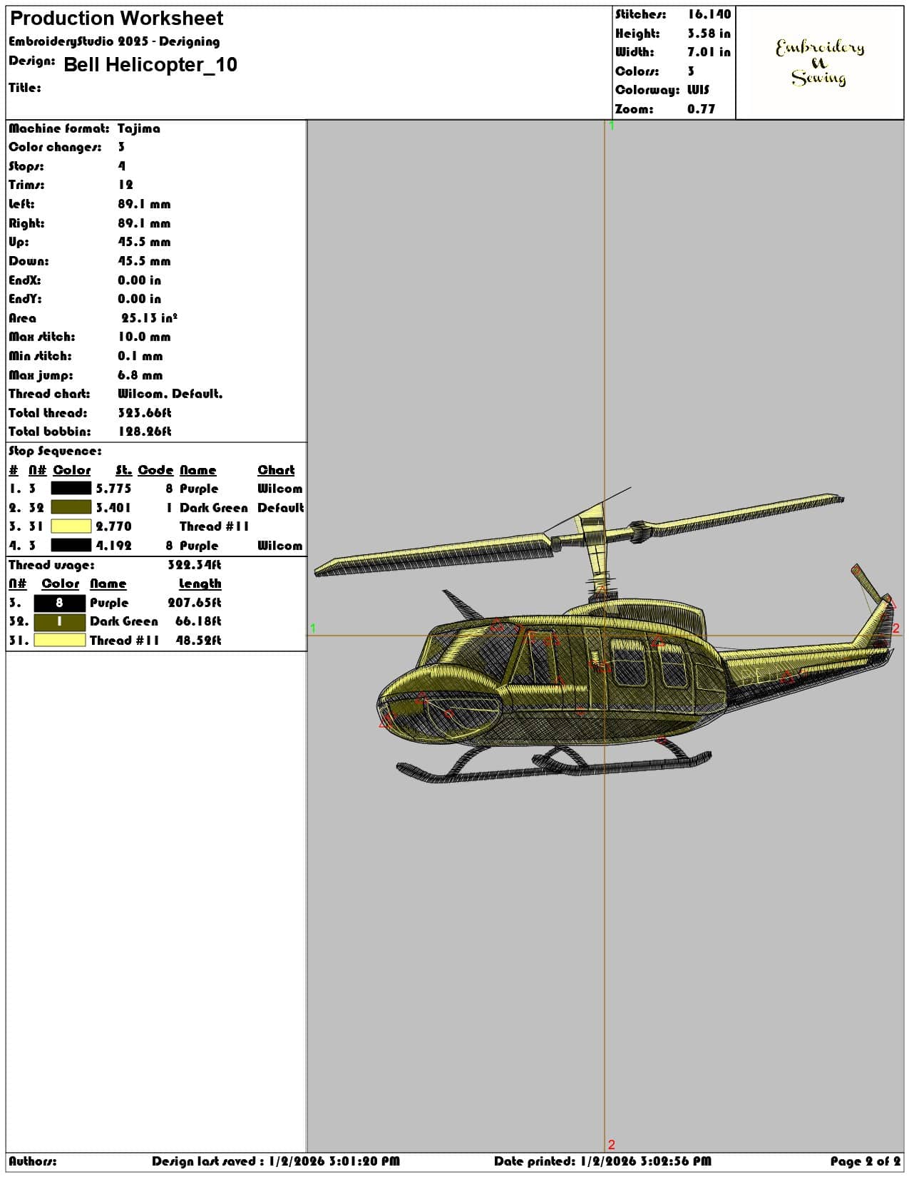 Bell Helicopter - Elegant embroidery design file - instant download — view 4