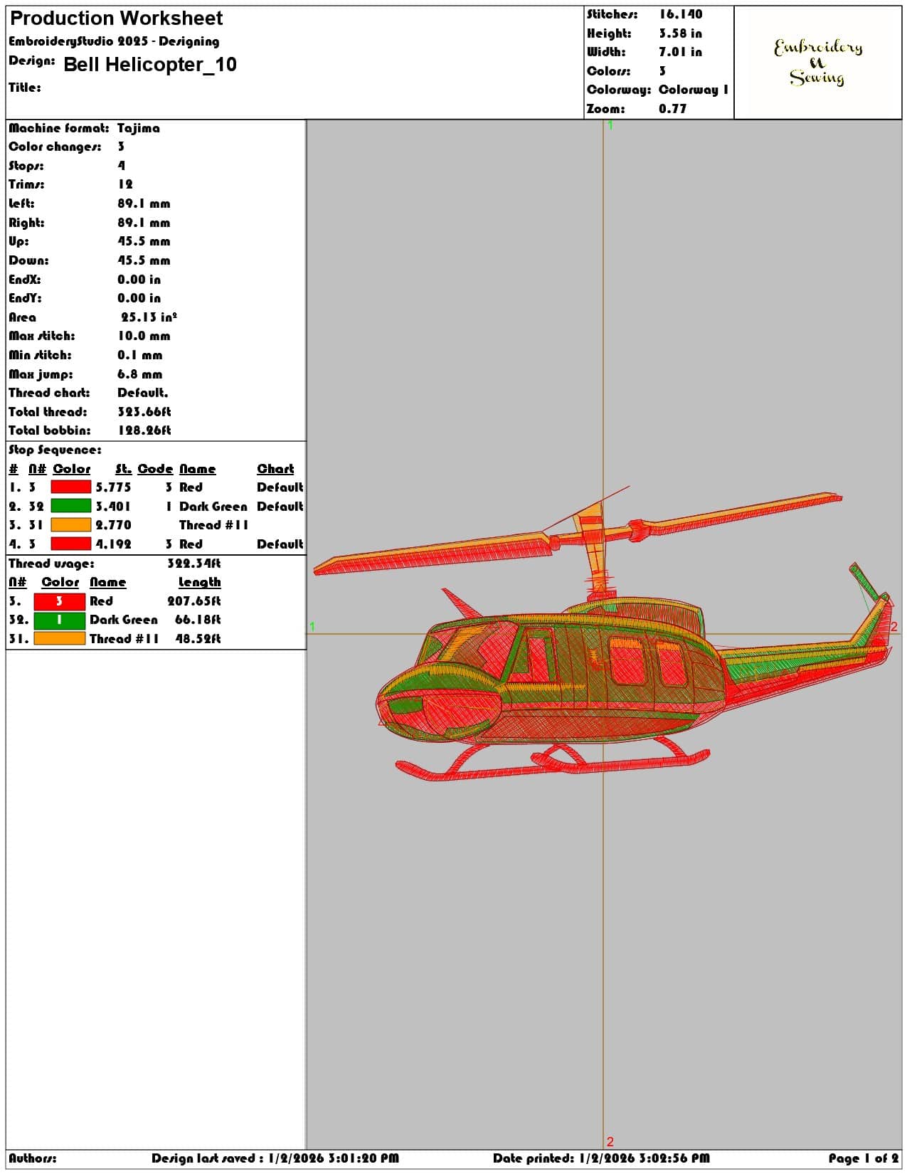 Bell Helicopter - Elegant embroidery design file - instant download — view 3