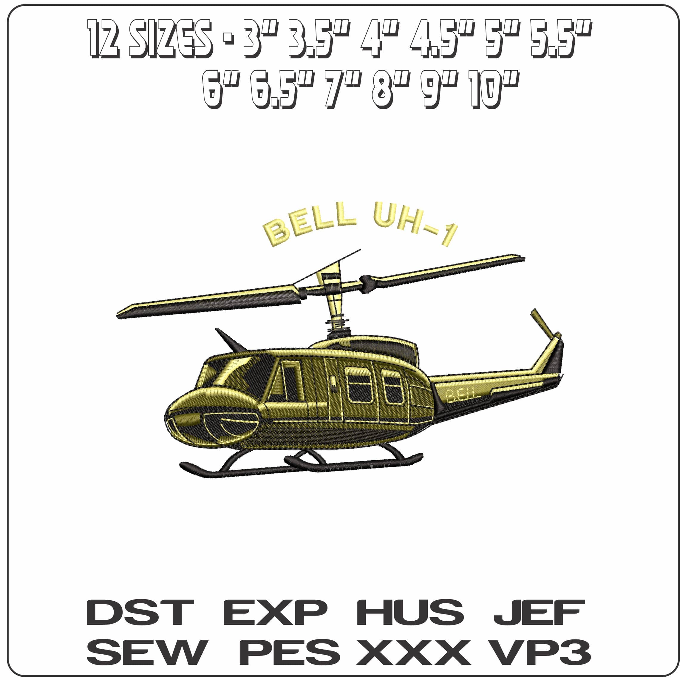 Bell Helicopter Name - Elegant embroidery design file - instant download — view 2