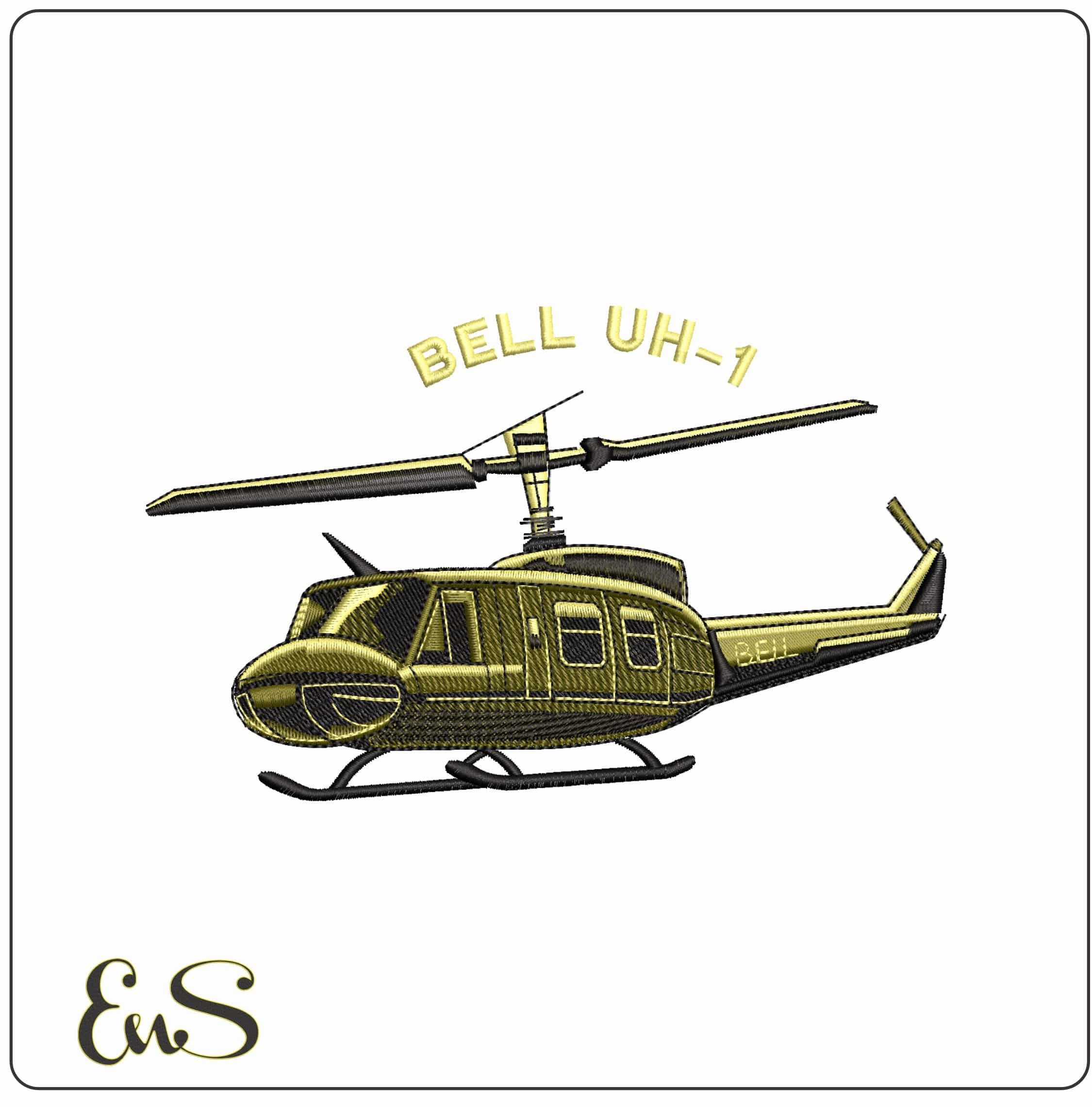 Bell Helicopter Name - Elegant embroidery design file - instant download