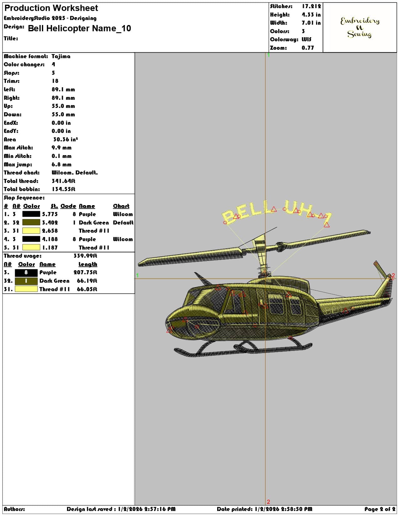 Bell Helicopter Name - Elegant embroidery design file - instant download — view 3