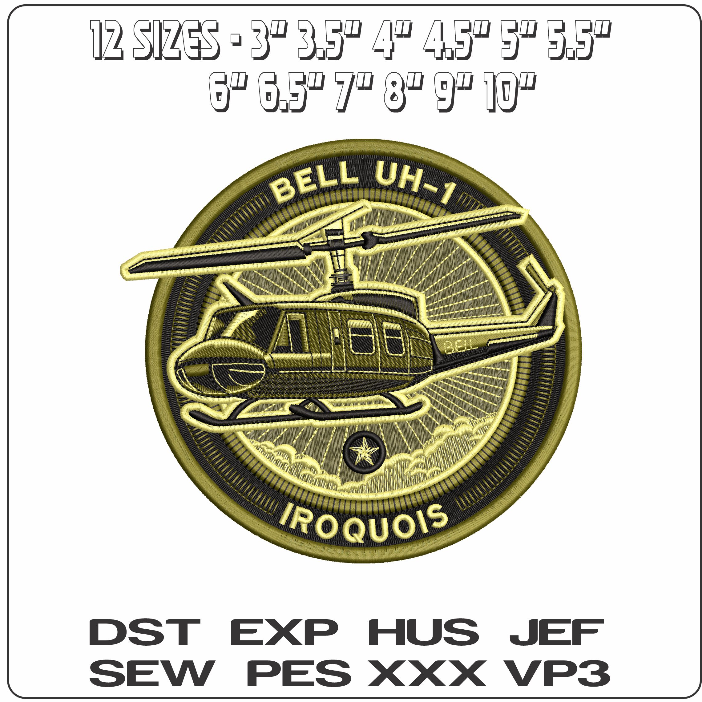 Bell Helicopter Patch - Elegant embroidery design file - instant download — view 2