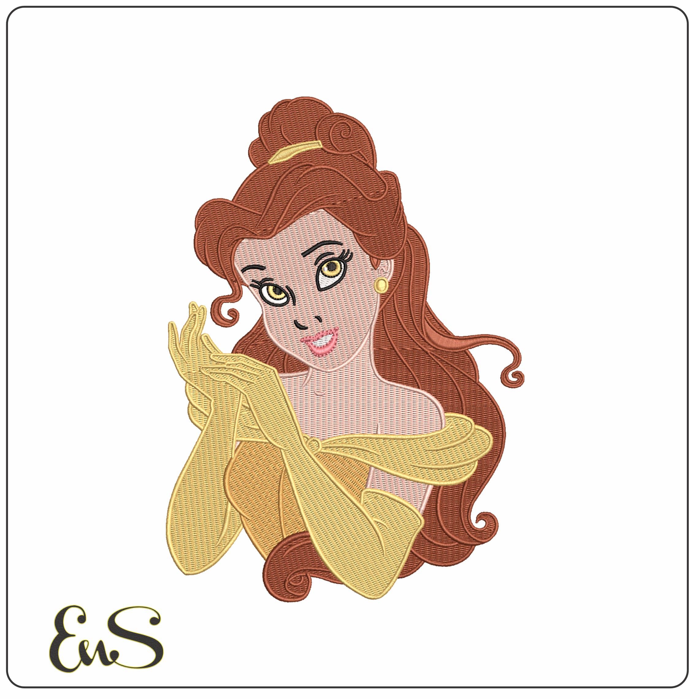 Belle Beauty and the Beast Cartoon - Elegant embroidery design file - instant download