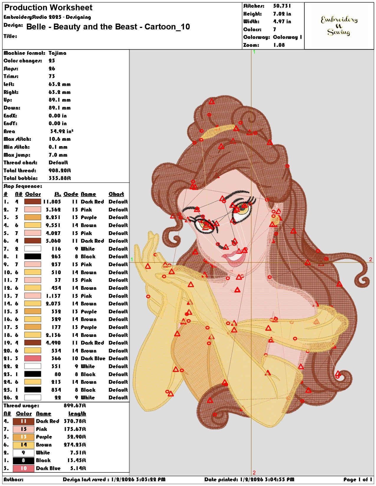 Belle Beauty and the Beast Cartoon - Elegant embroidery design file - instant download — view 3