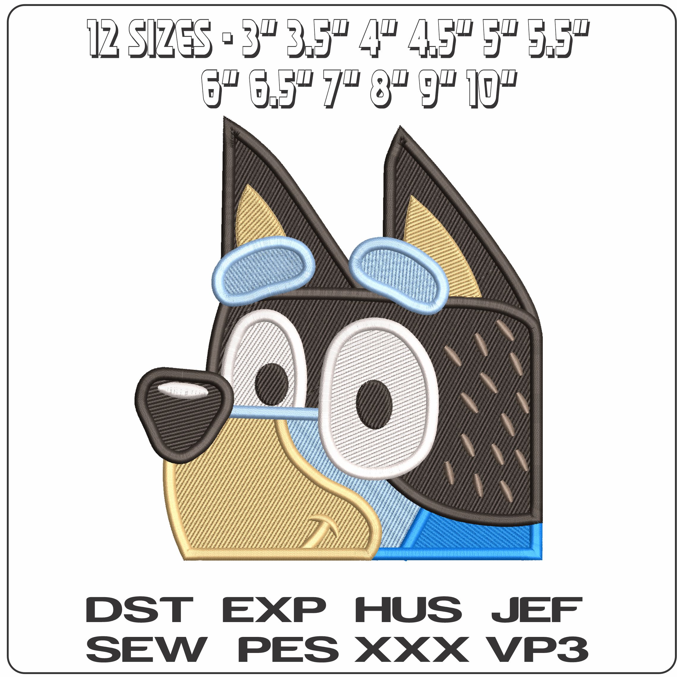 Bluey Bandit - Elegant embroidery design file - instant download — view 2