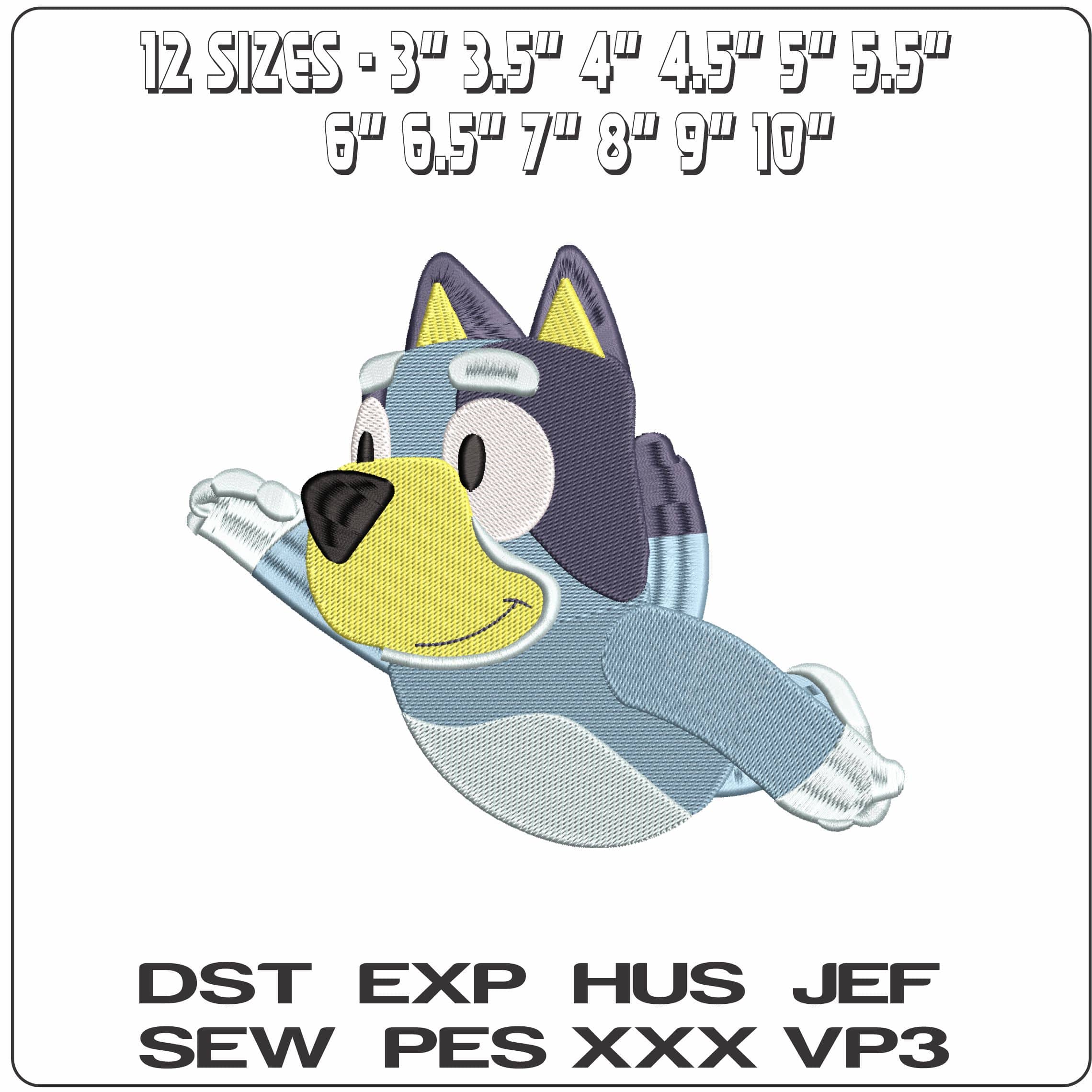 Bluey Nariz 3d - Elegant embroidery design file - instant download — view 2