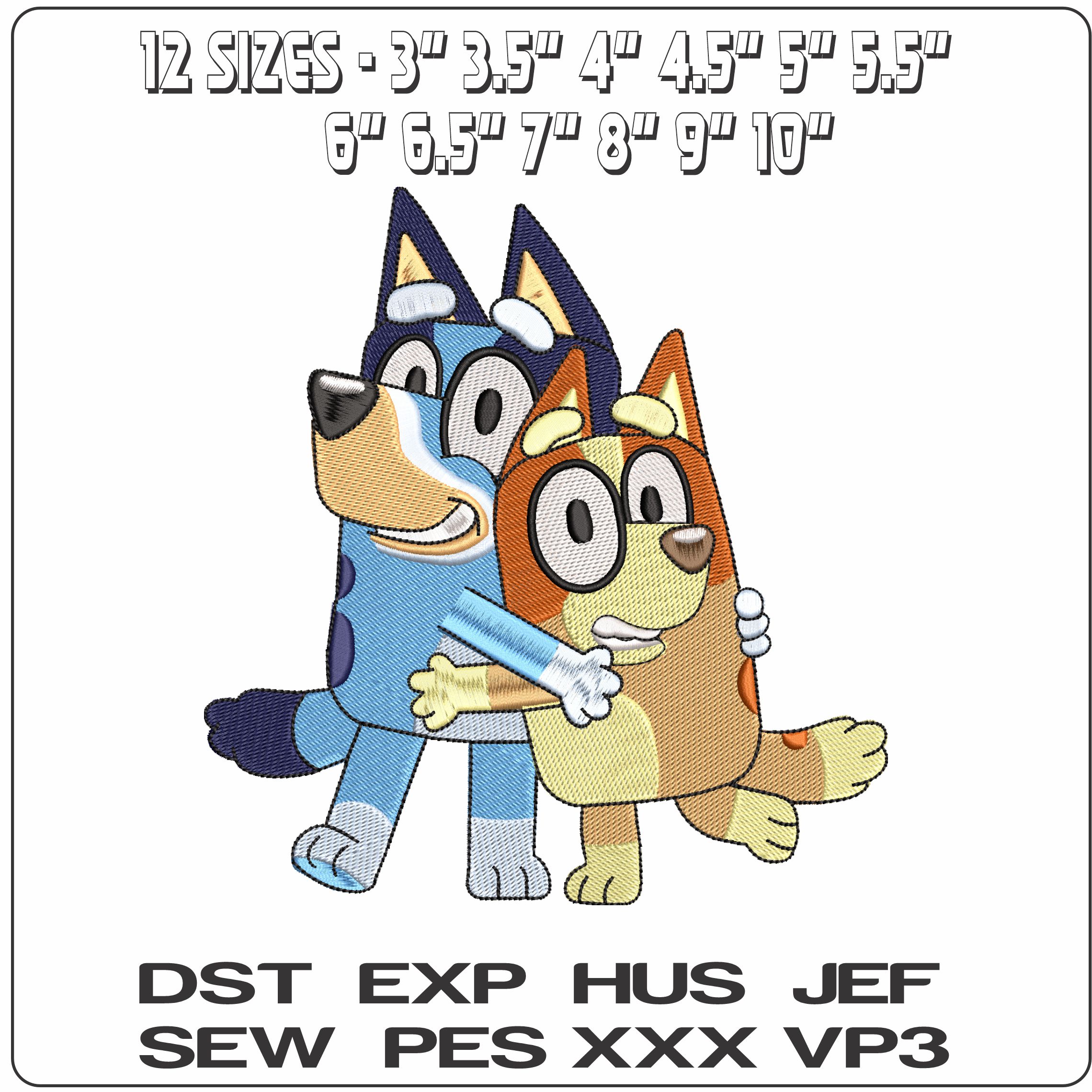 Bluey y Bingo - Elegant embroidery design file - instant download — view 2