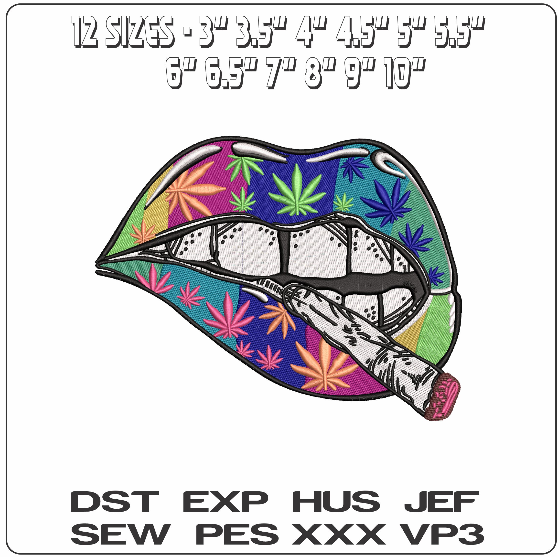 Blunt Smoking Mouth - Elegant embroidery design file - instant download — view 2