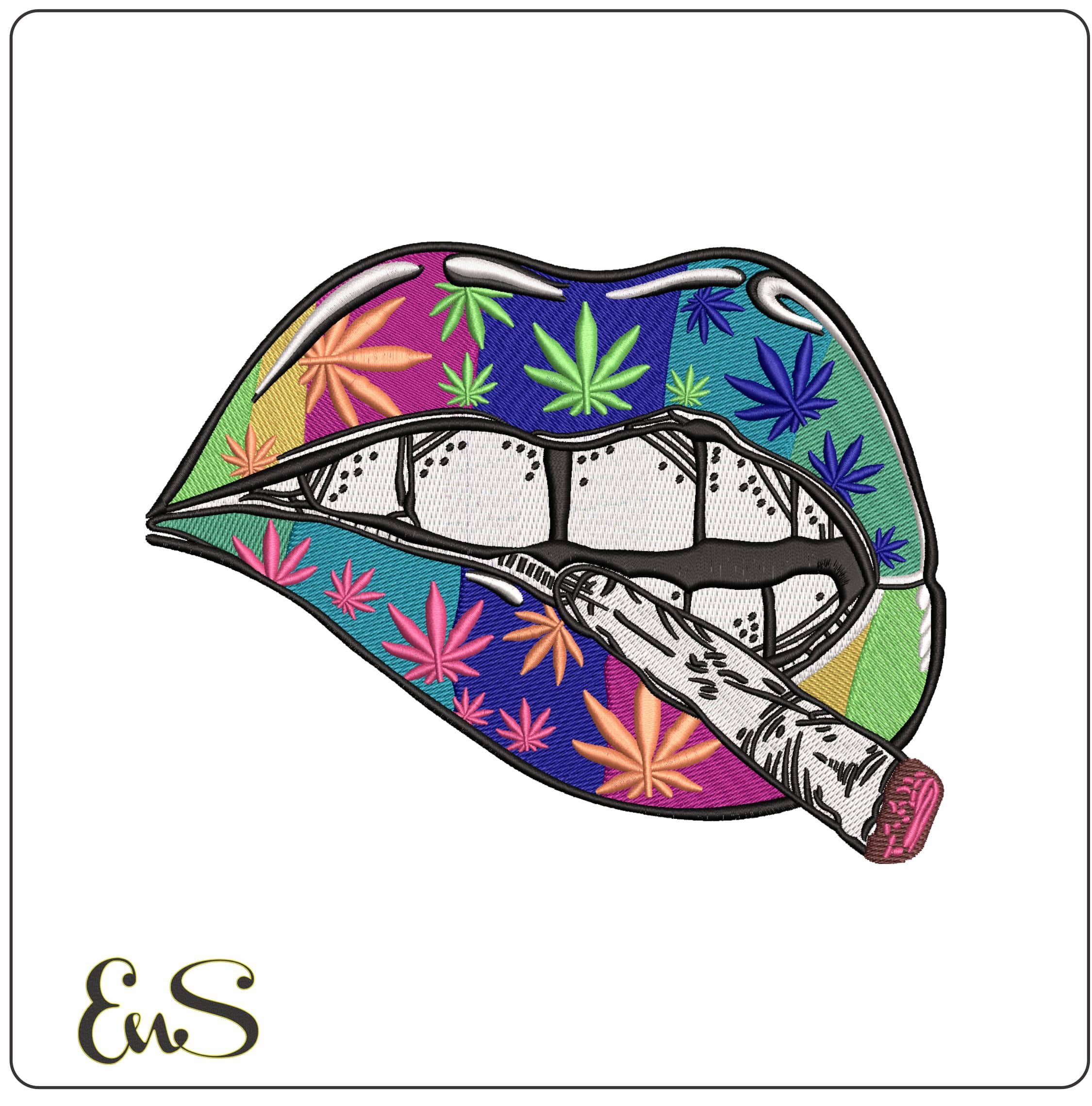 Blunt Smoking Mouth - Elegant embroidery design file - instant download