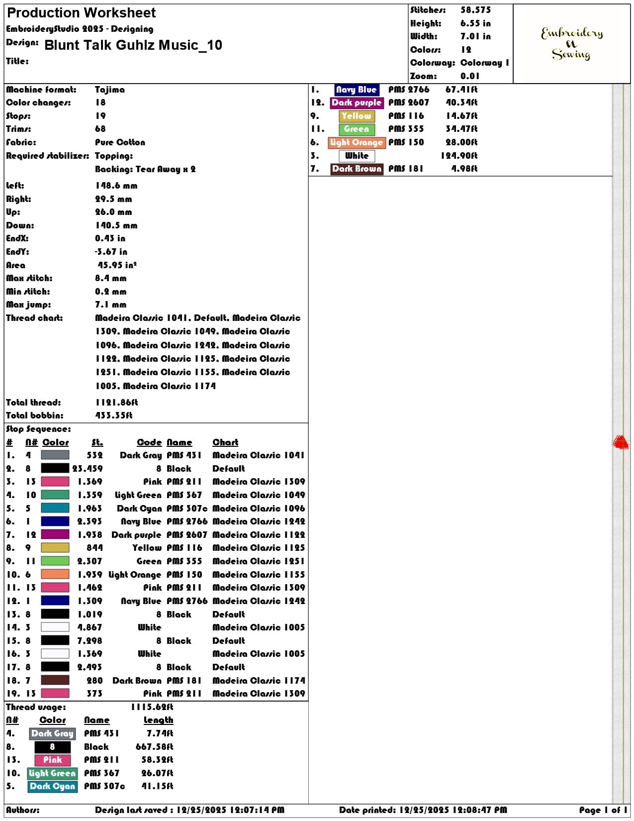 Blunt Talk Guhlz Music - Elegant embroidery design file - instant download — view 3