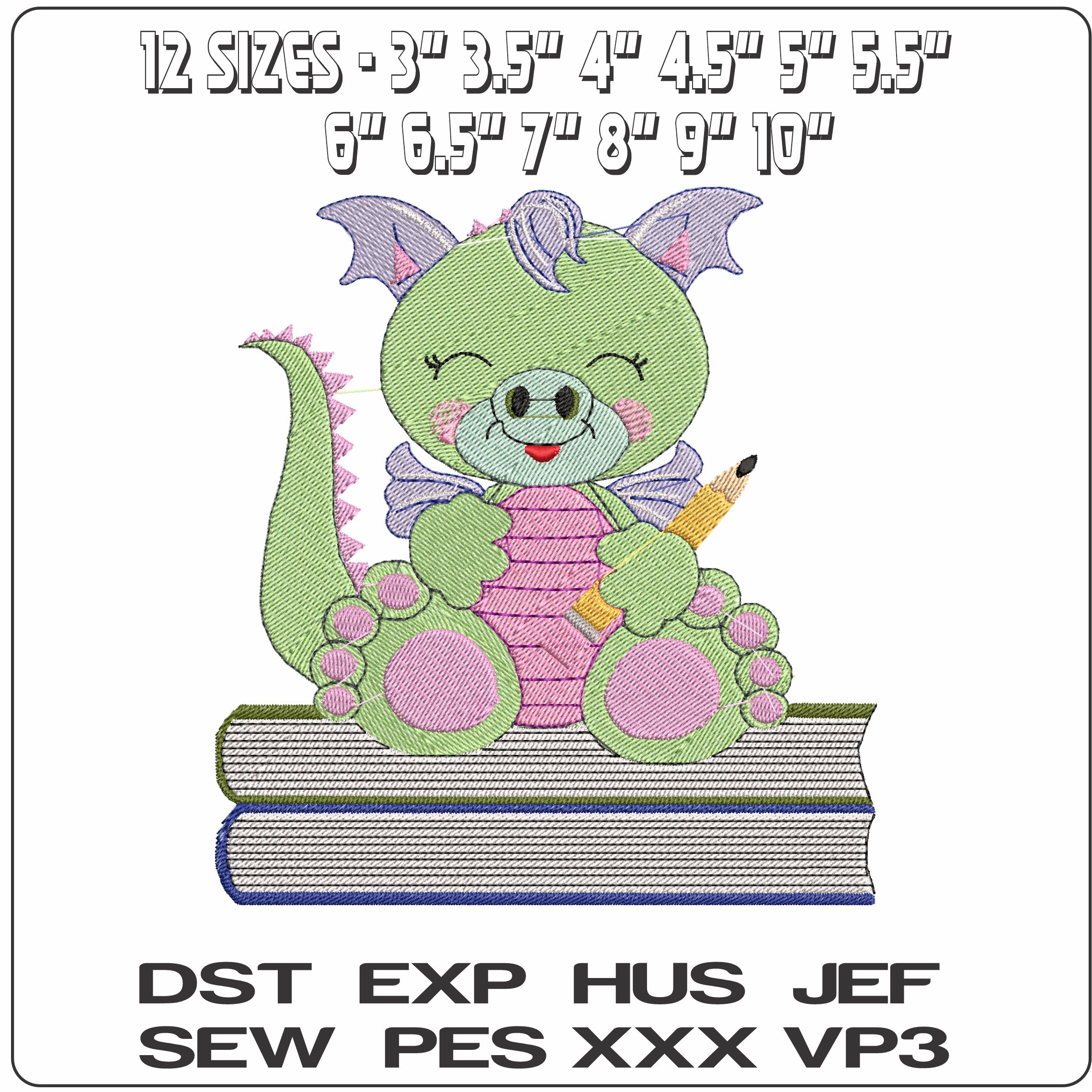 Book Dino 2 - Elegant embroidery design file - instant download — view 2