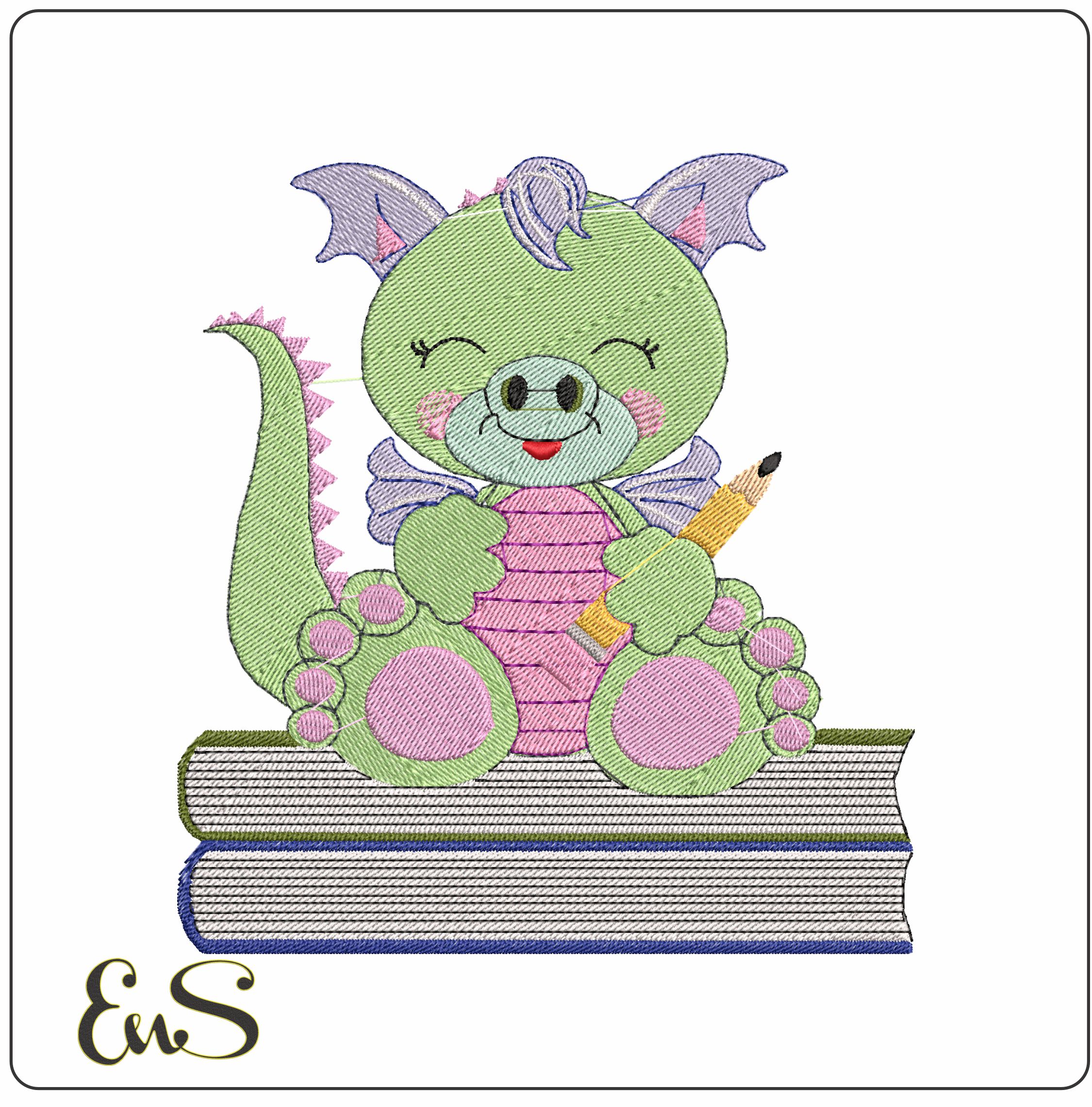 Book Dino 2 - Elegant embroidery design file - instant download