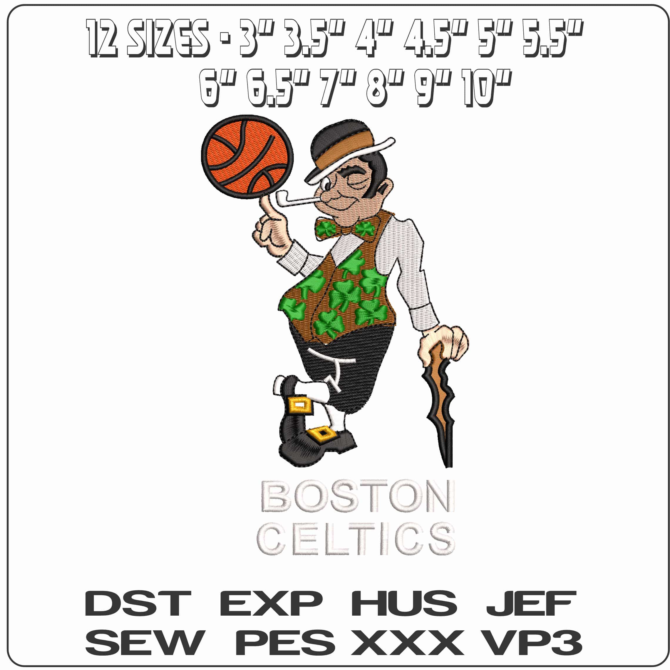 Boston Celtics Leprachaun - Elegant embroidery design file - instant download — view 2