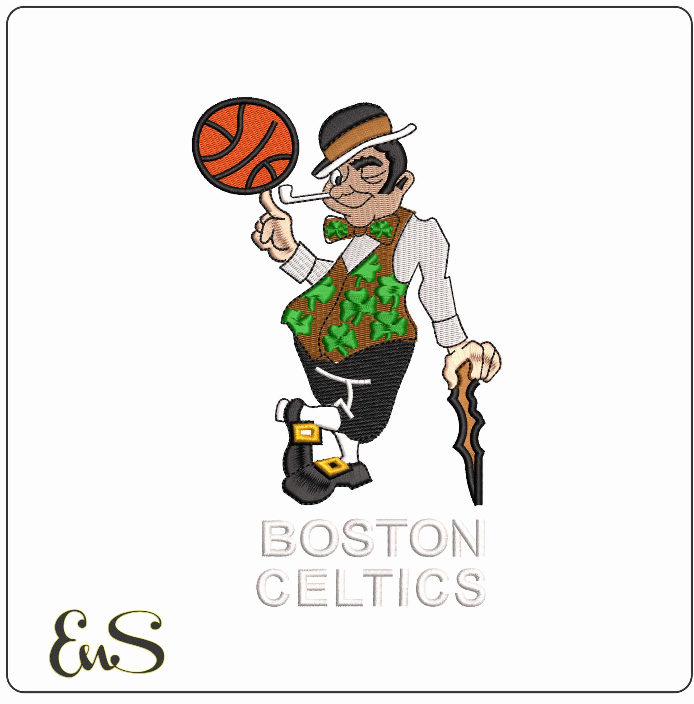 Boston Celtics Leprachaun - Elegant embroidery design file - instant download