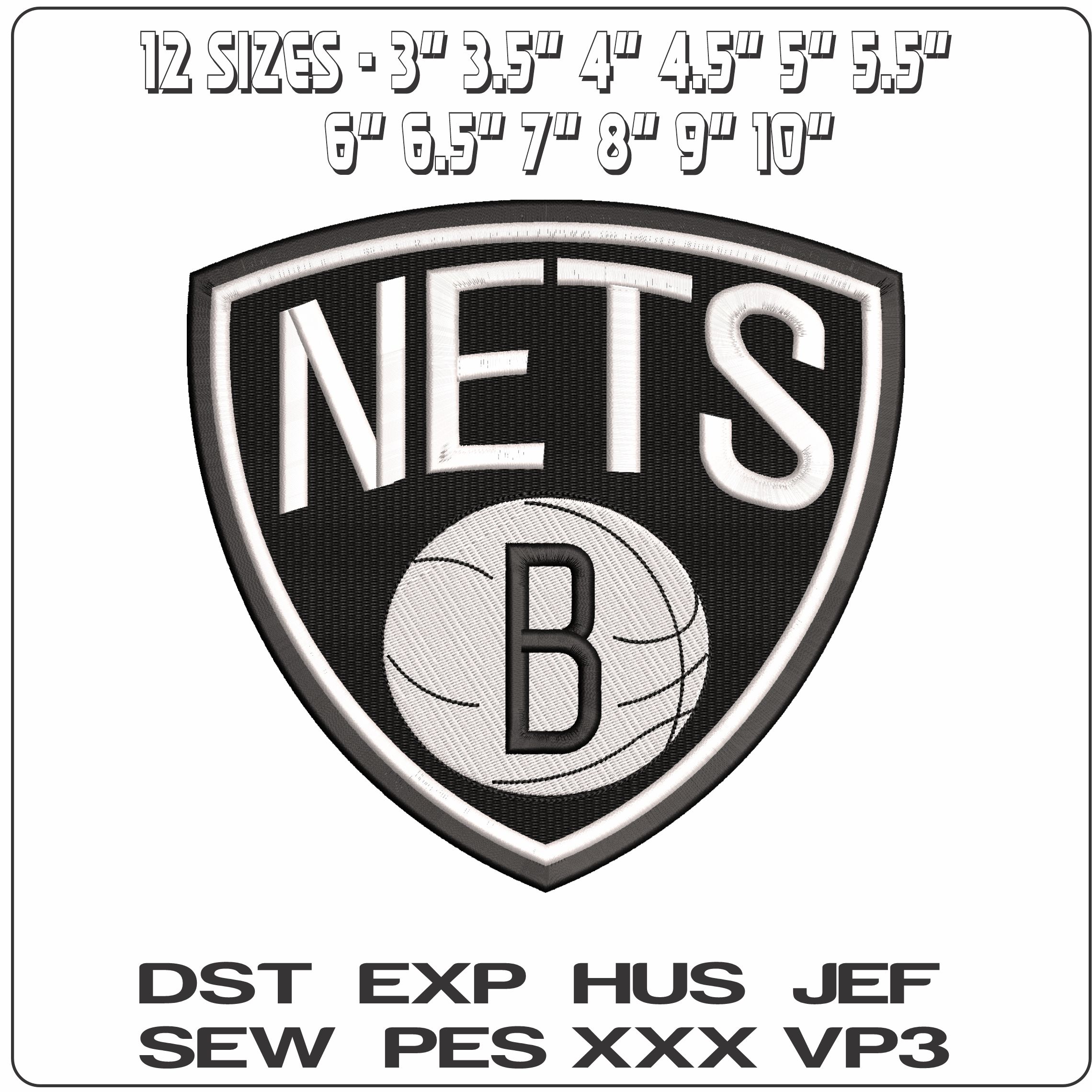 Brooklyn Nets - Elegant embroidery design file - instant download — view 2