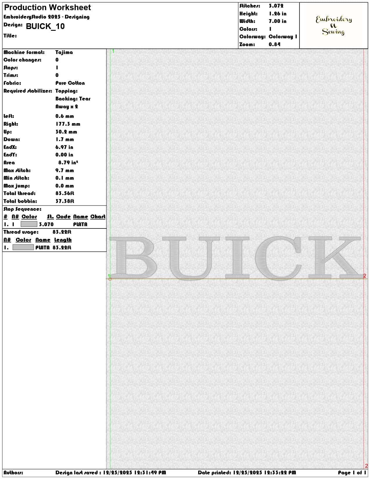 BUICK - Elegant embroidery design file - instant download — view 3