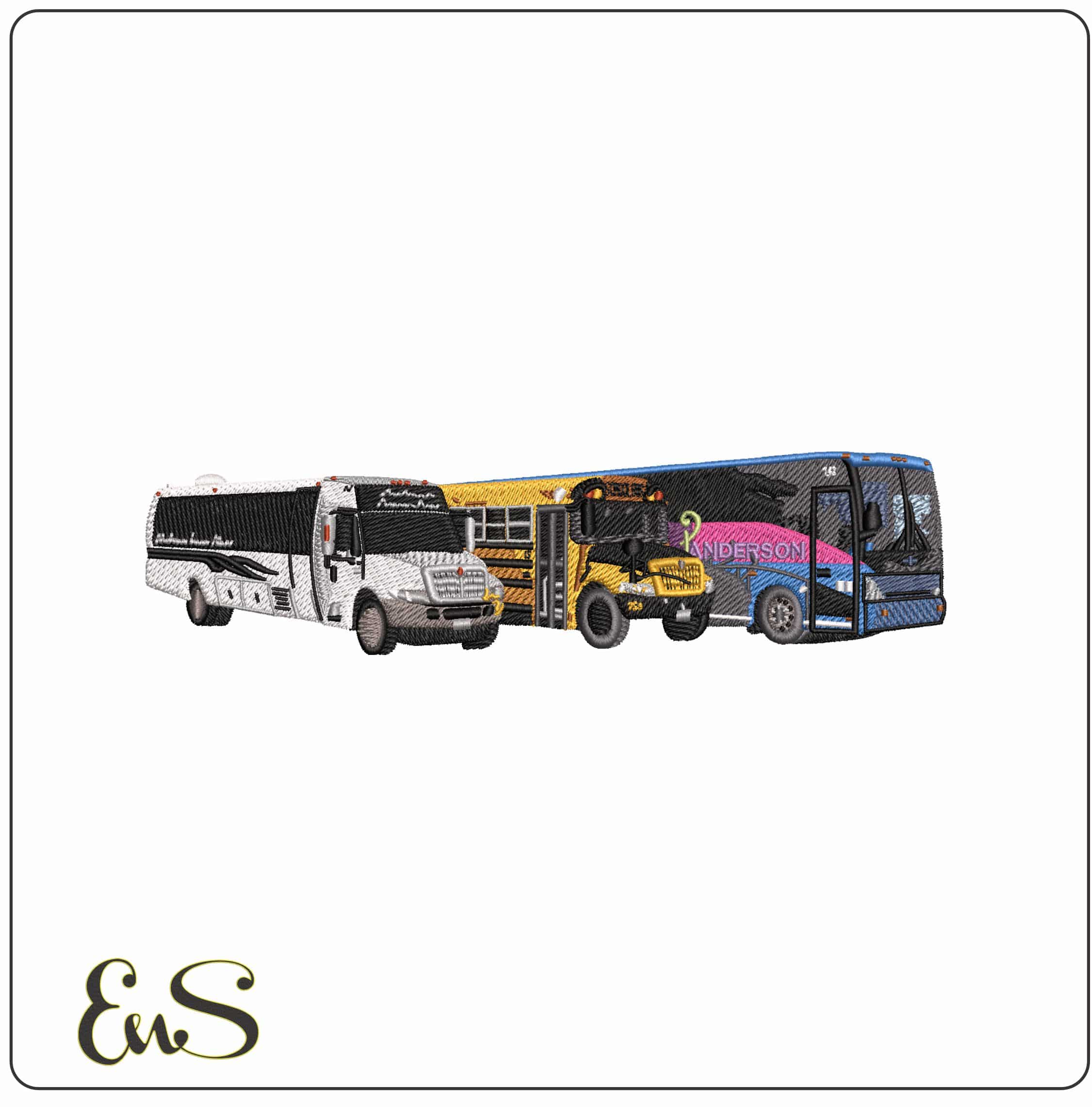 Buses - Elegant embroidery design file - instant download