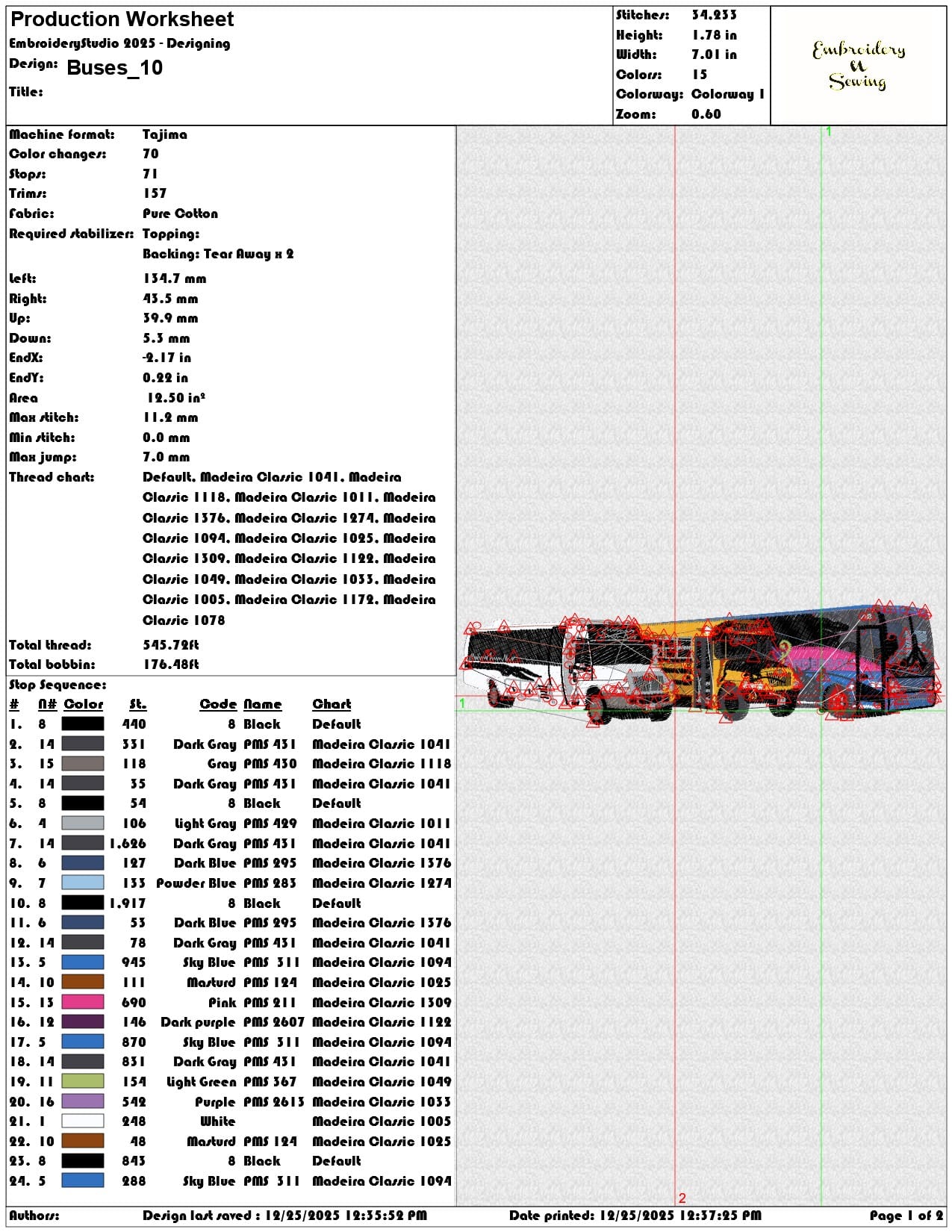 Buses - Elegant embroidery design file - instant download — view 3