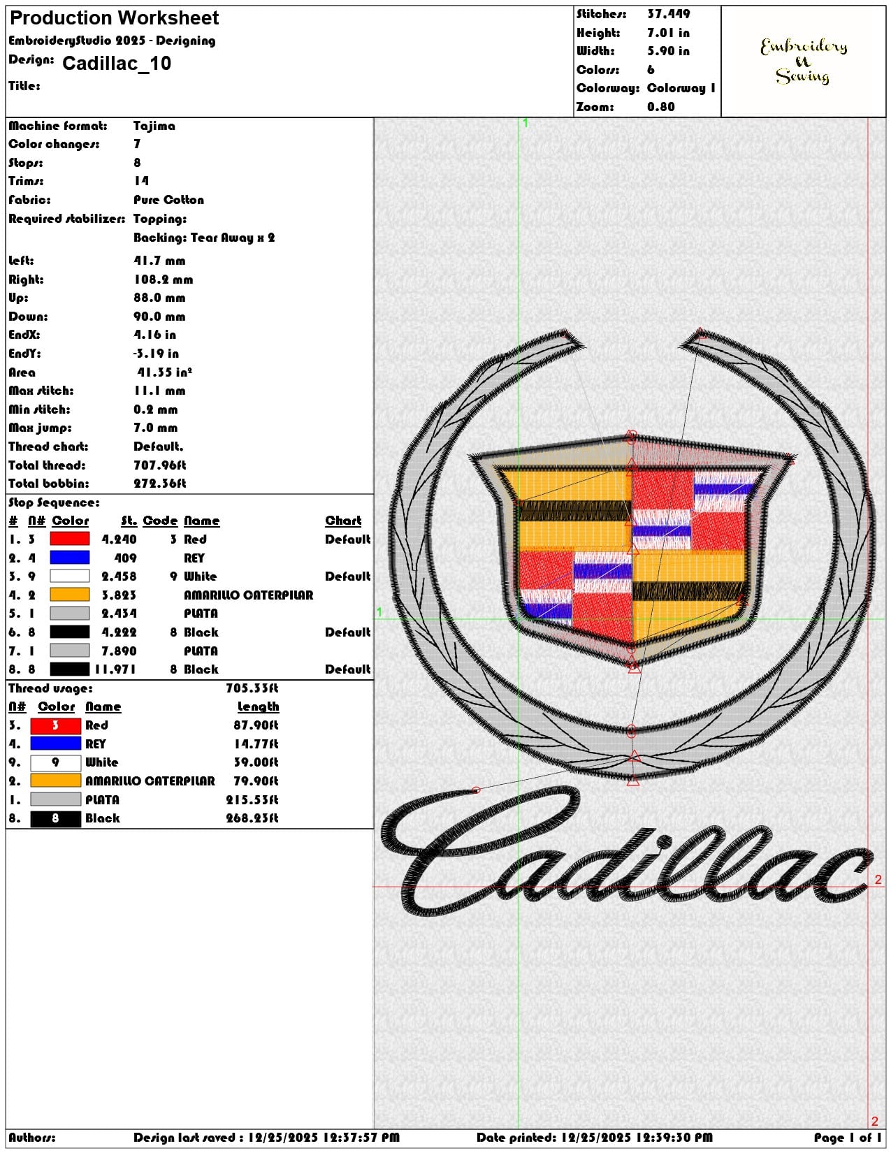 Cadillac - Elegant embroidery design file - instant download — view 3