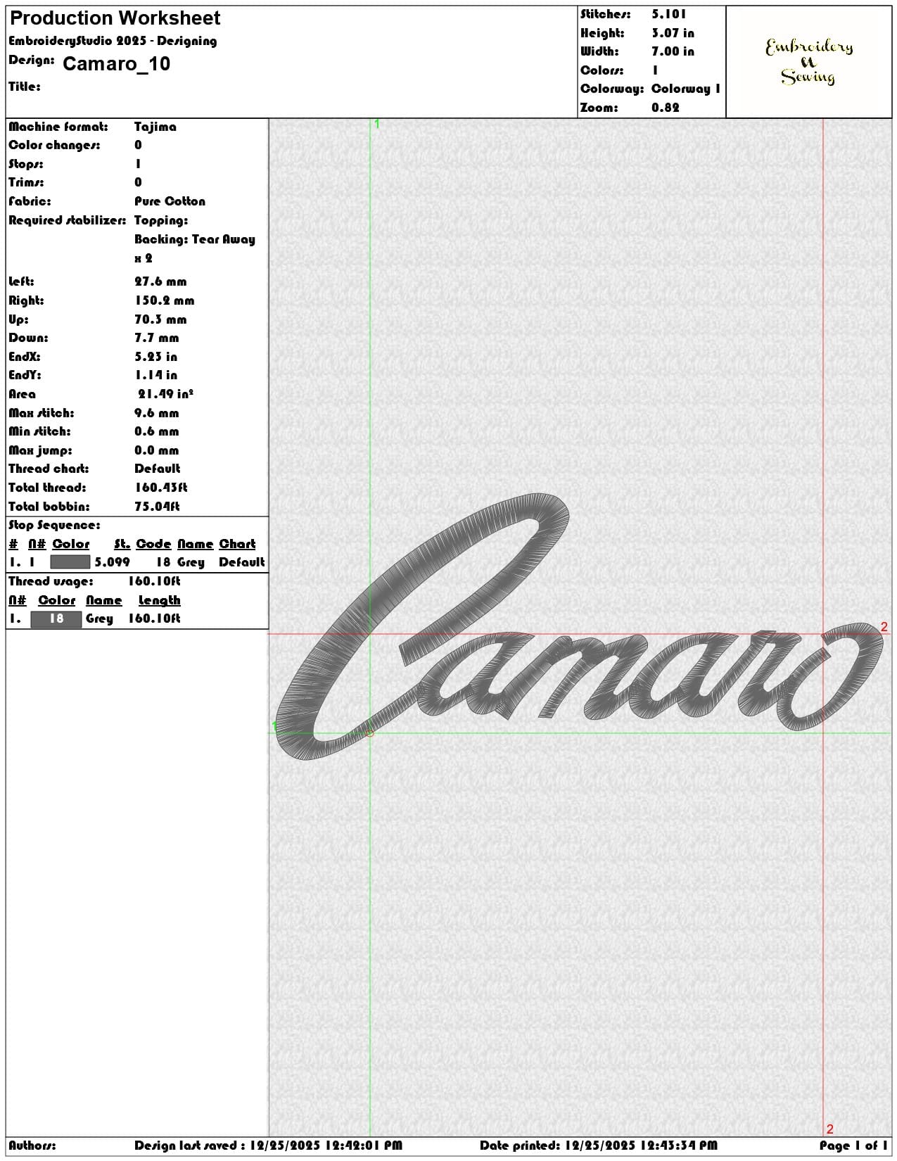 Camaro - Elegant embroidery design file - instant download — view 3