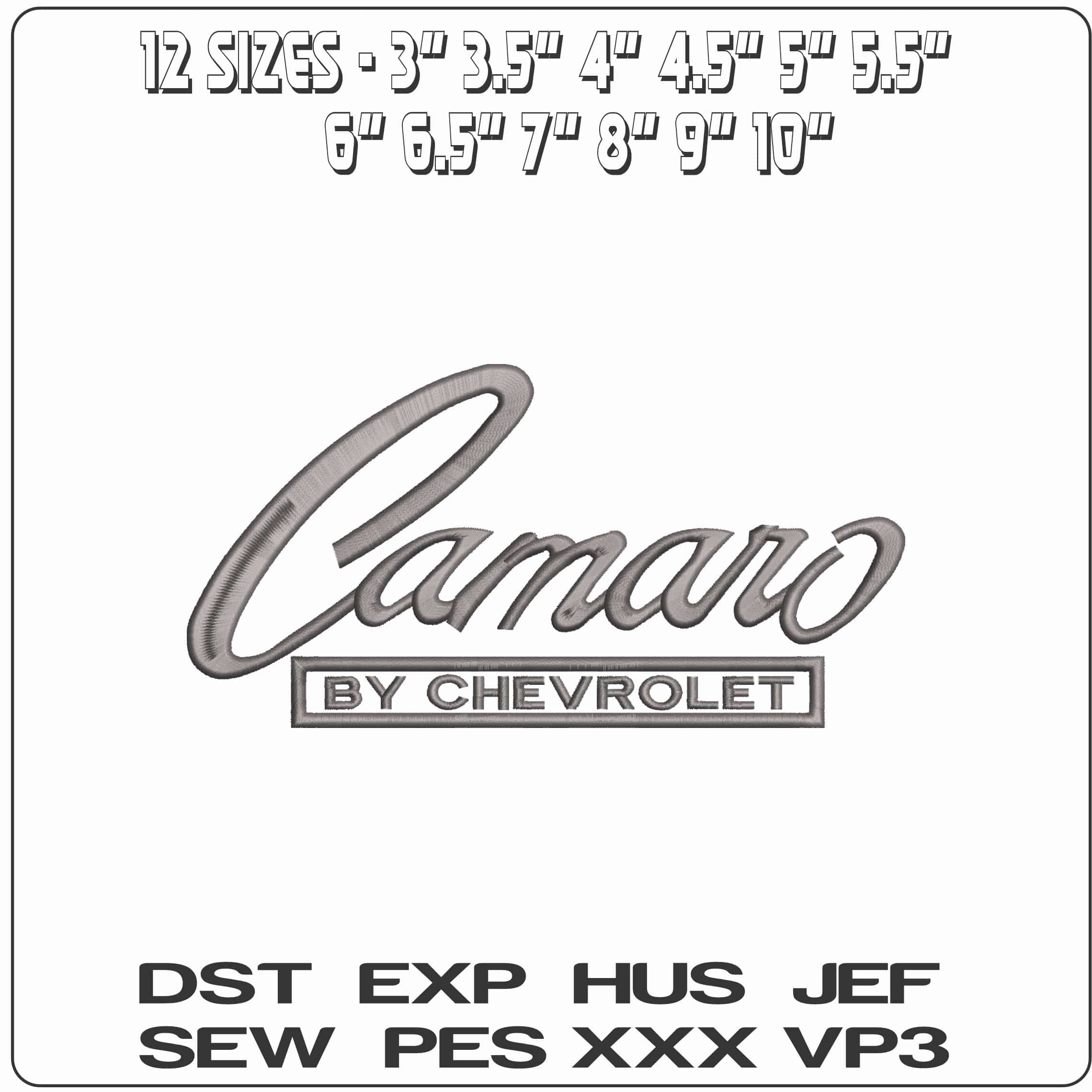 Camaro by Chevrolet - Elegant embroidery design file - instant download — view 2