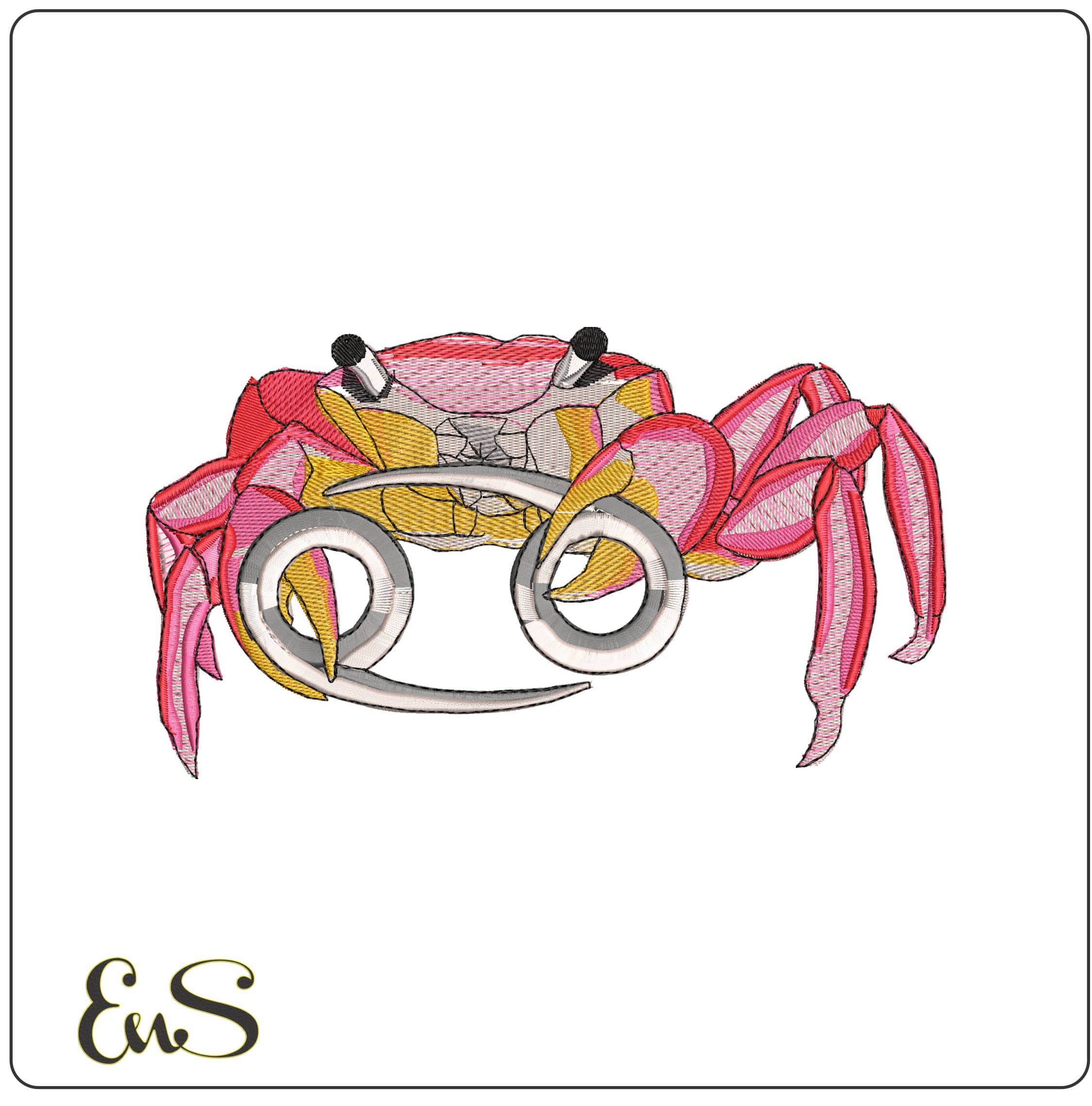 Cancer Crab and Symbol Zodiac - Elegant embroidery design file - instant download