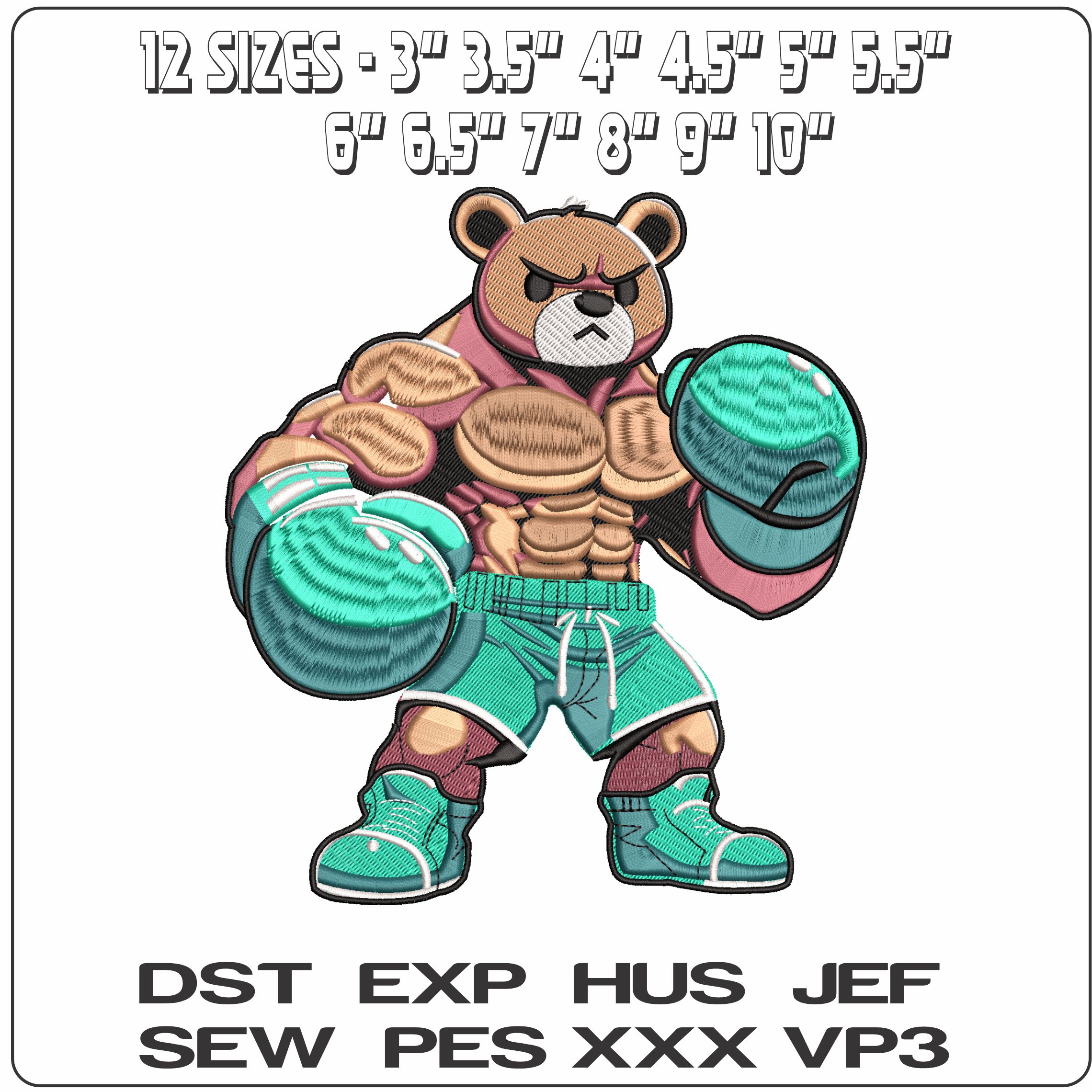 Canelo Bear Alverez Boxer - Elegant embroidery design file - instant download — view 2