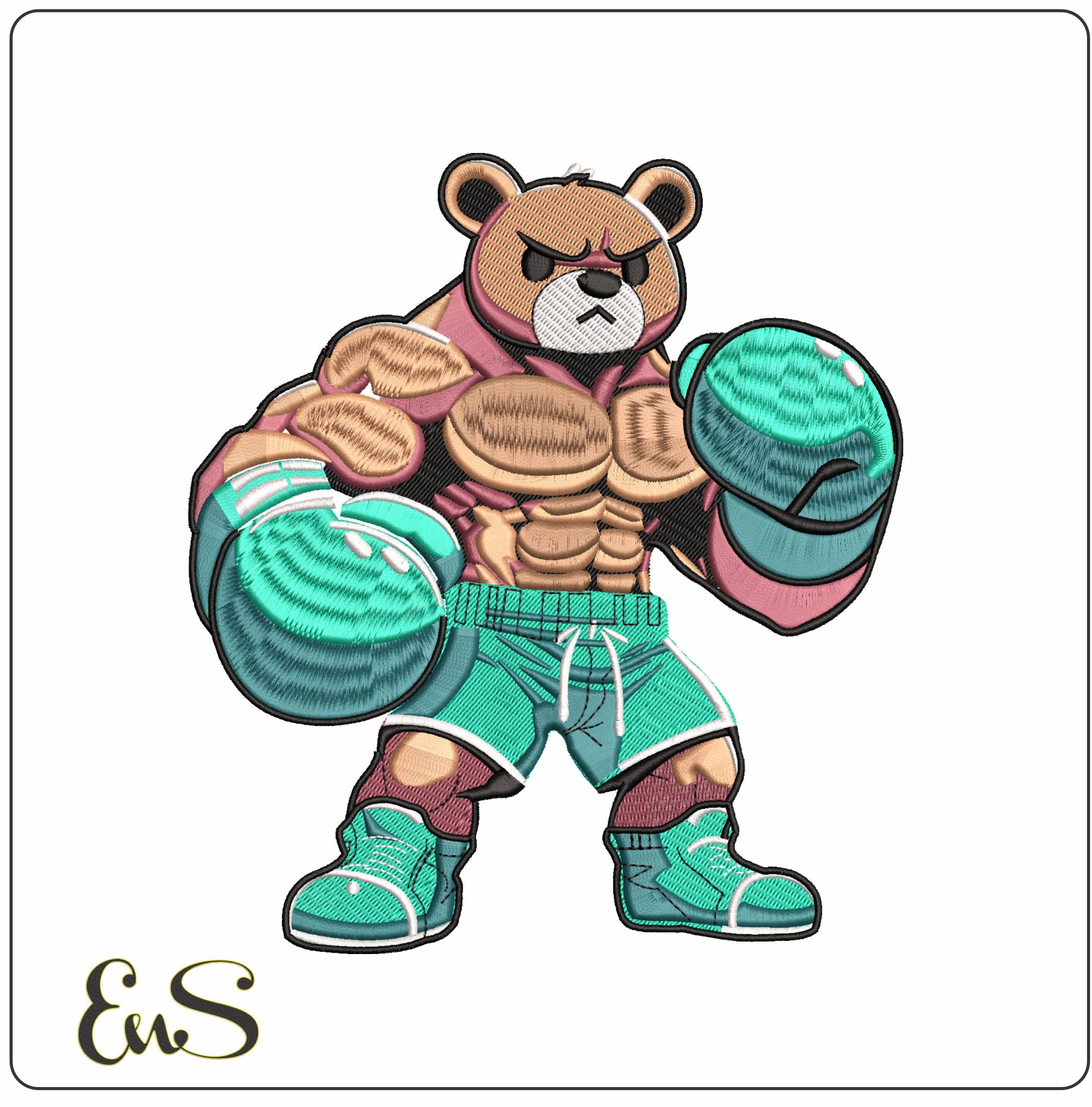 Canelo Bear Alverez Boxer - Elegant embroidery design file - instant download