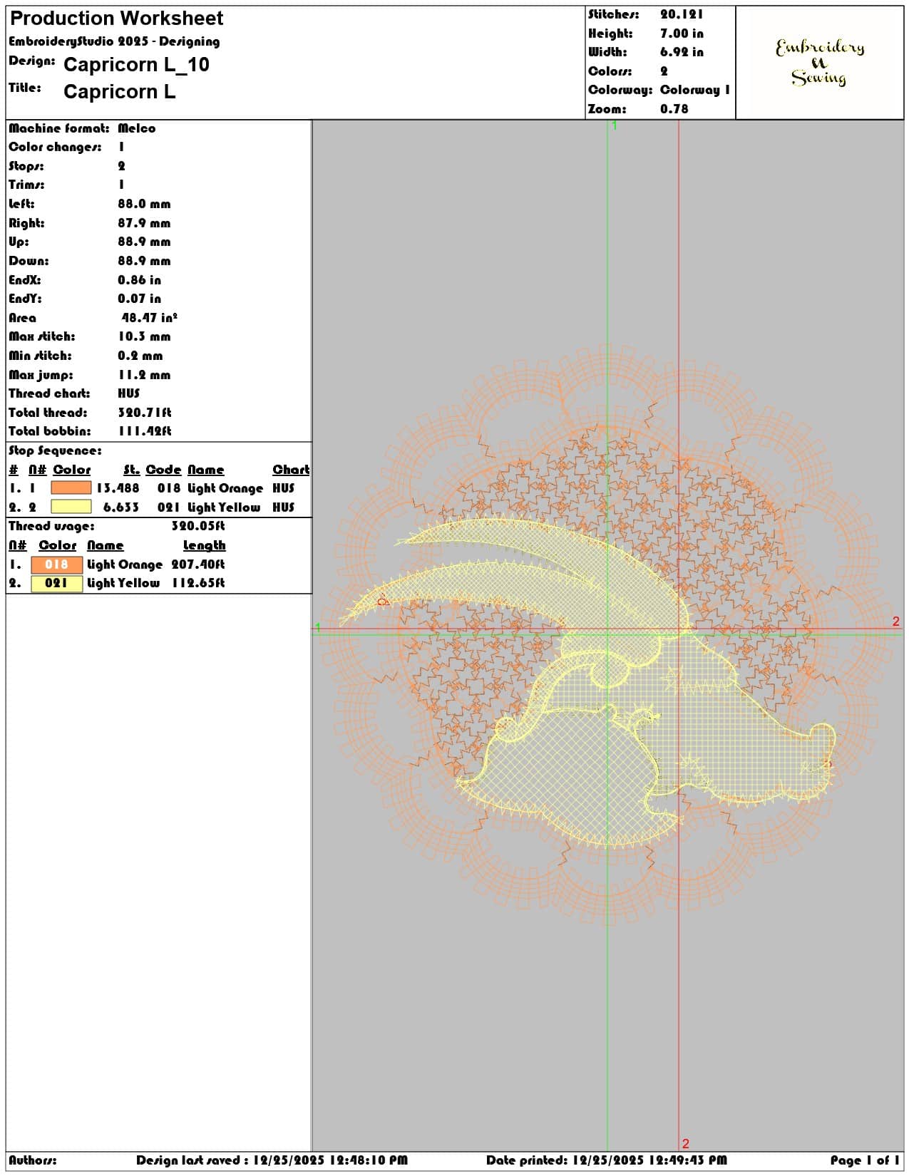 Capricorn L - Elegant embroidery design file - instant download — view 3