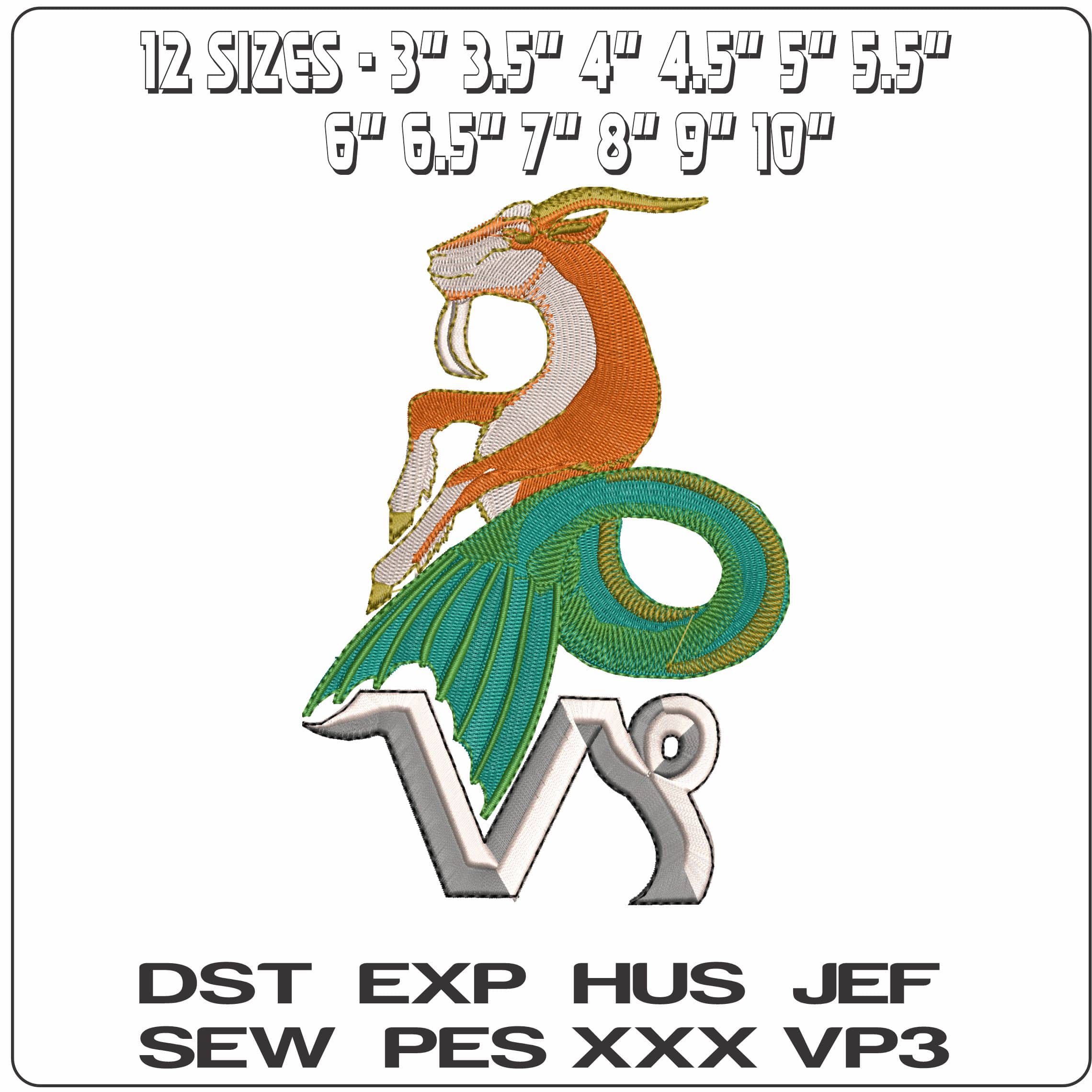 Capricorn Sea Goat and Symbol Zodiac - Elegant embroidery design file - instant download — view 2