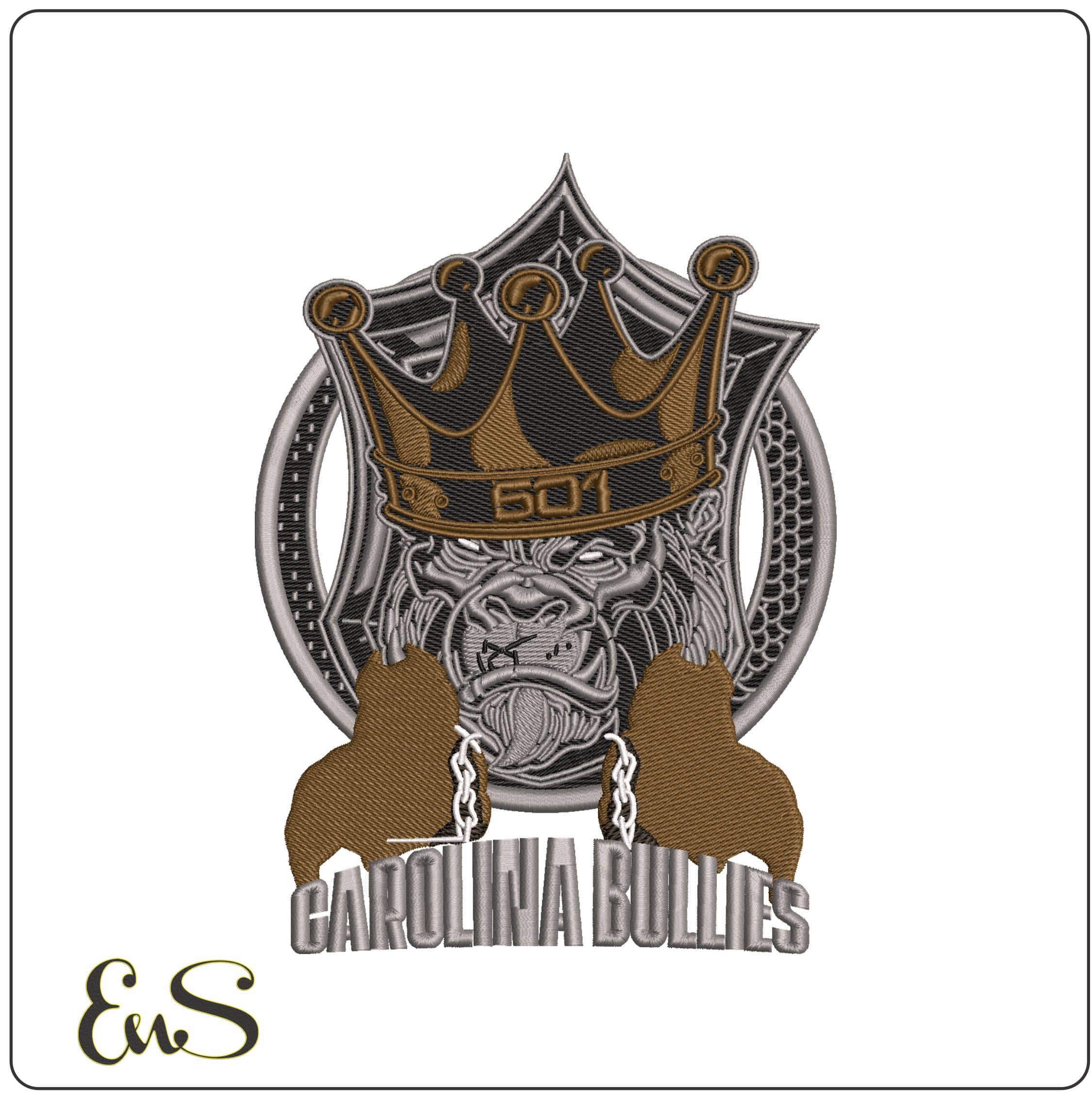 Carolina Bullies Gorilla with Crow - Elegant embroidery design file - instant download