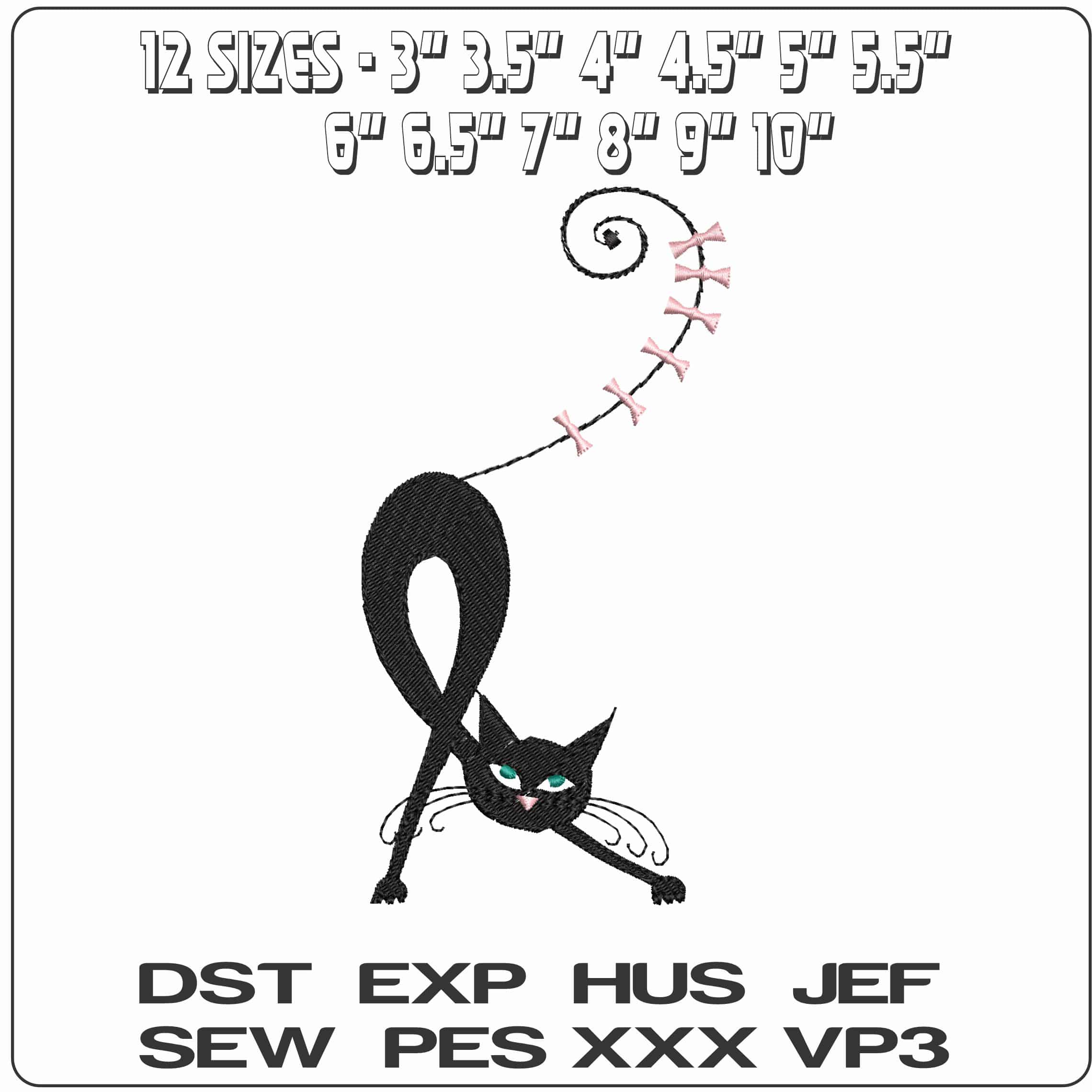 Catties1 - Elegant embroidery design file - instant download — view 2