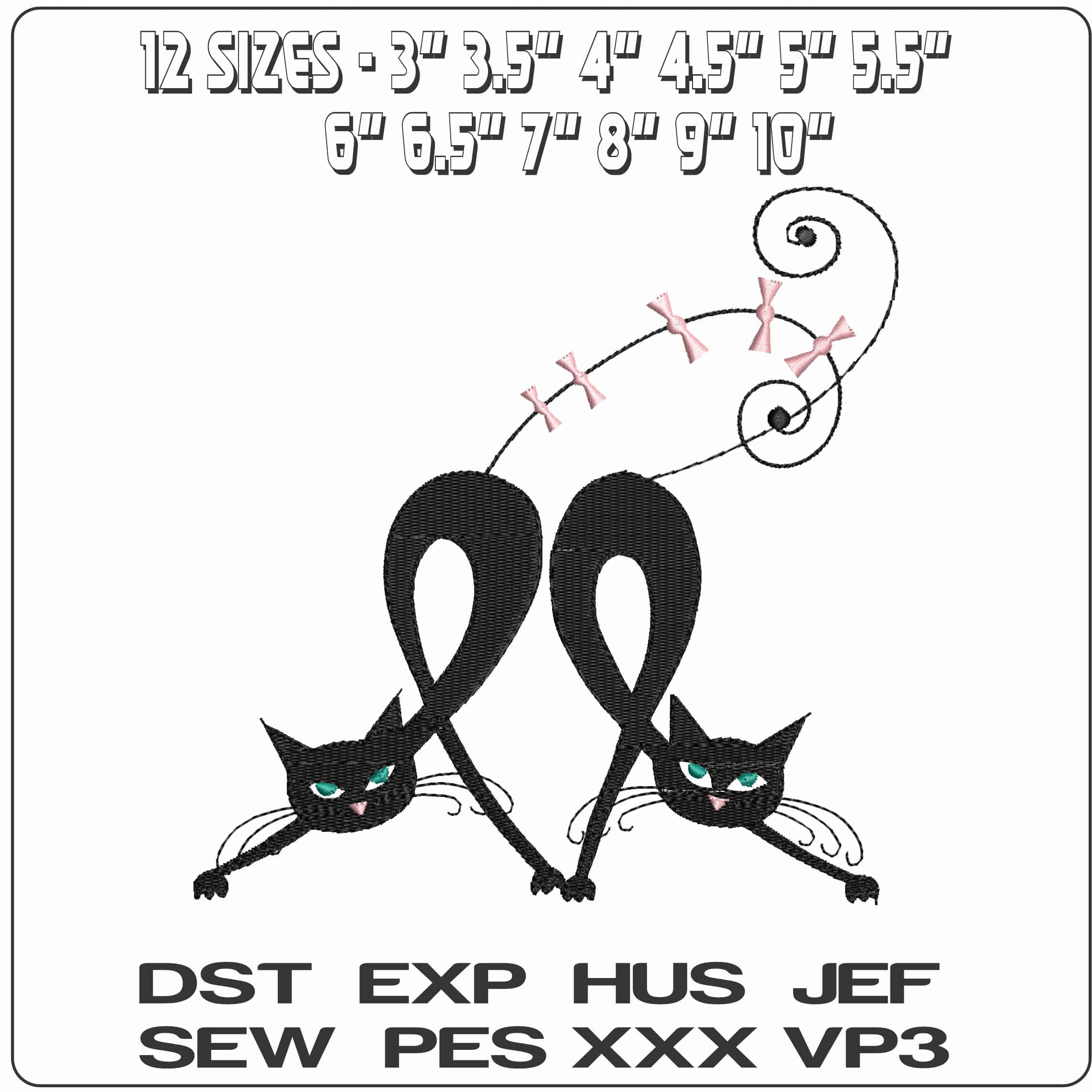Catties2 - Elegant embroidery design file - instant download — view 2