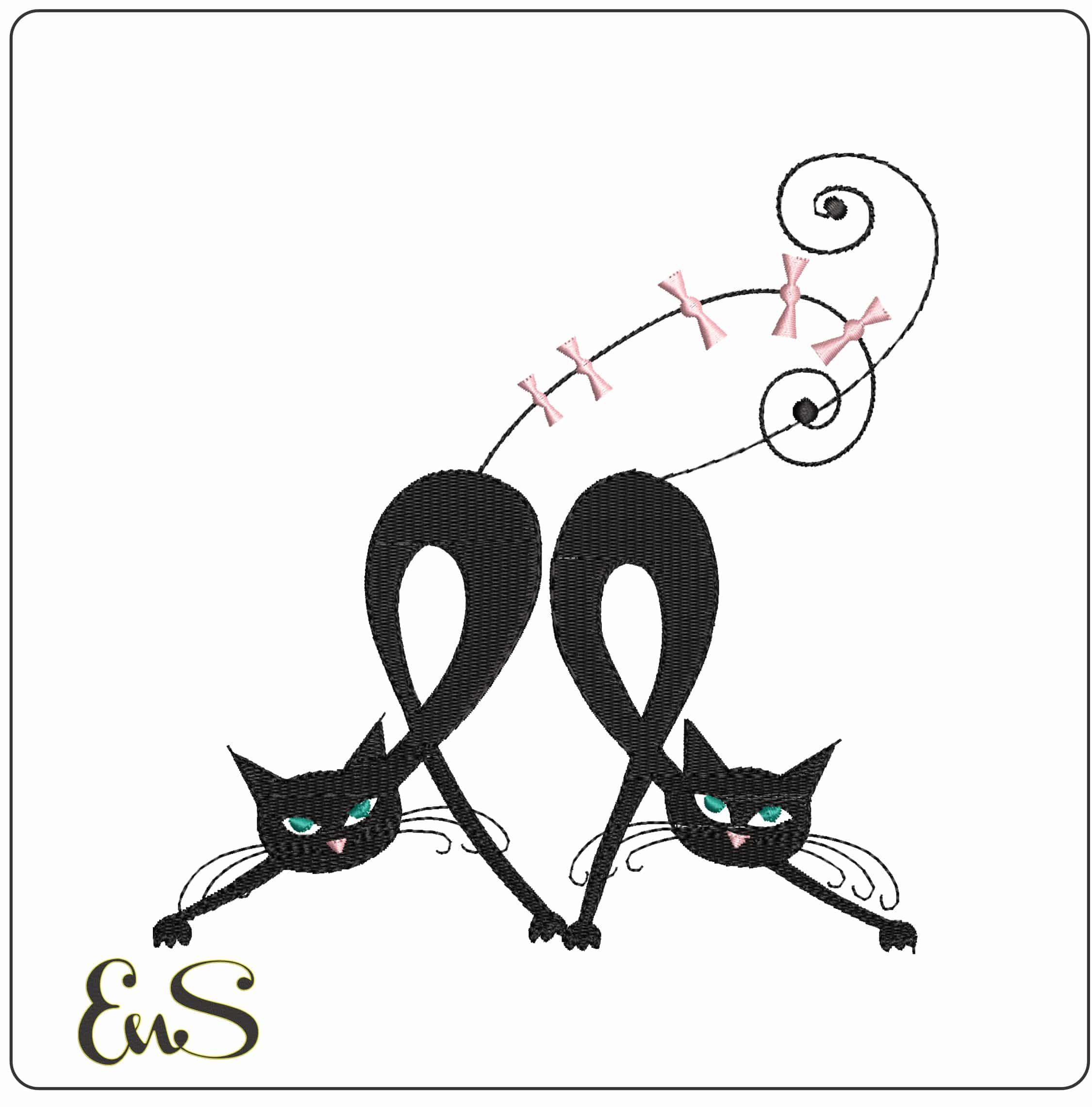 Catties2 - Elegant embroidery design file - instant download