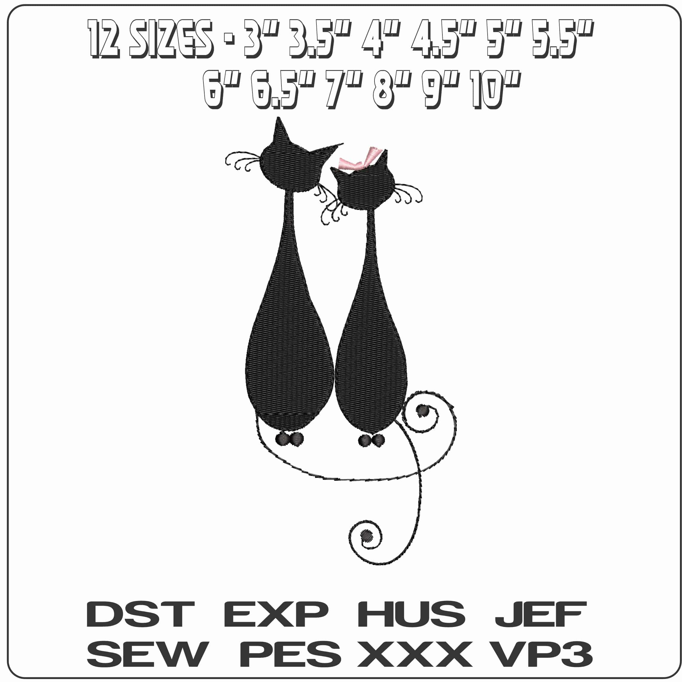 Catties3 - Elegant embroidery design file - instant download — view 2
